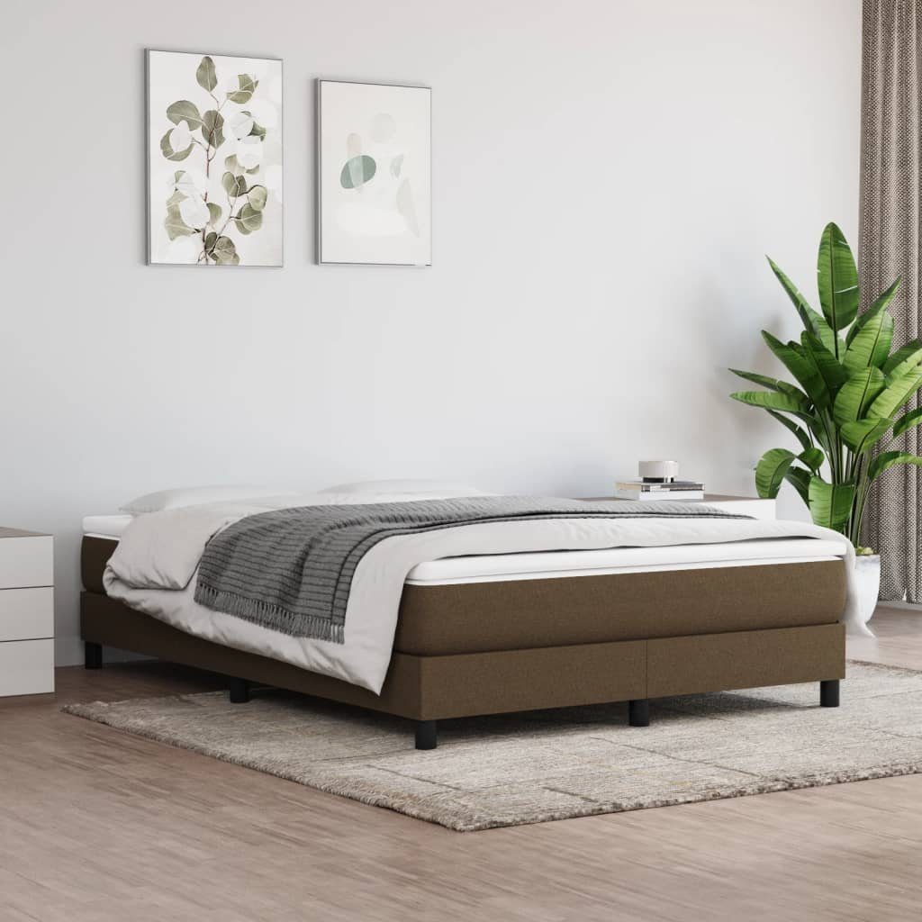 vidaXL Bett Boxspringbett Dunkelbraun 140x200 cm Stoff