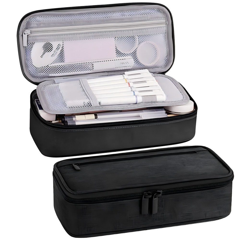 home trends Federmäppchen Großes Federmäppchen für 80+ Stifte, (Set, 1-tlg., Geräumiges Mäppchen für Stifte, Scheren & Zubehör), Robuste Stifttasche mit 6 Stiftfächern & Netztasche