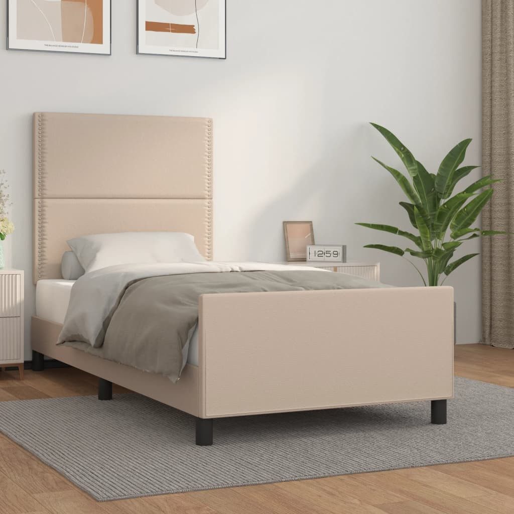 vidaXL Bett, Bettgestell mit Kopfteil Cappuccino-Braun 90x190 cm Kunstleder günstig online kaufen