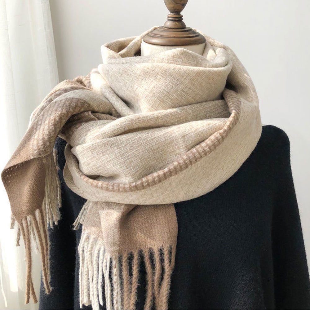LAKKEC Modeschal Winter-Vielseitig Warm-Schal Mode einfarbig weich glatt Damen Schal