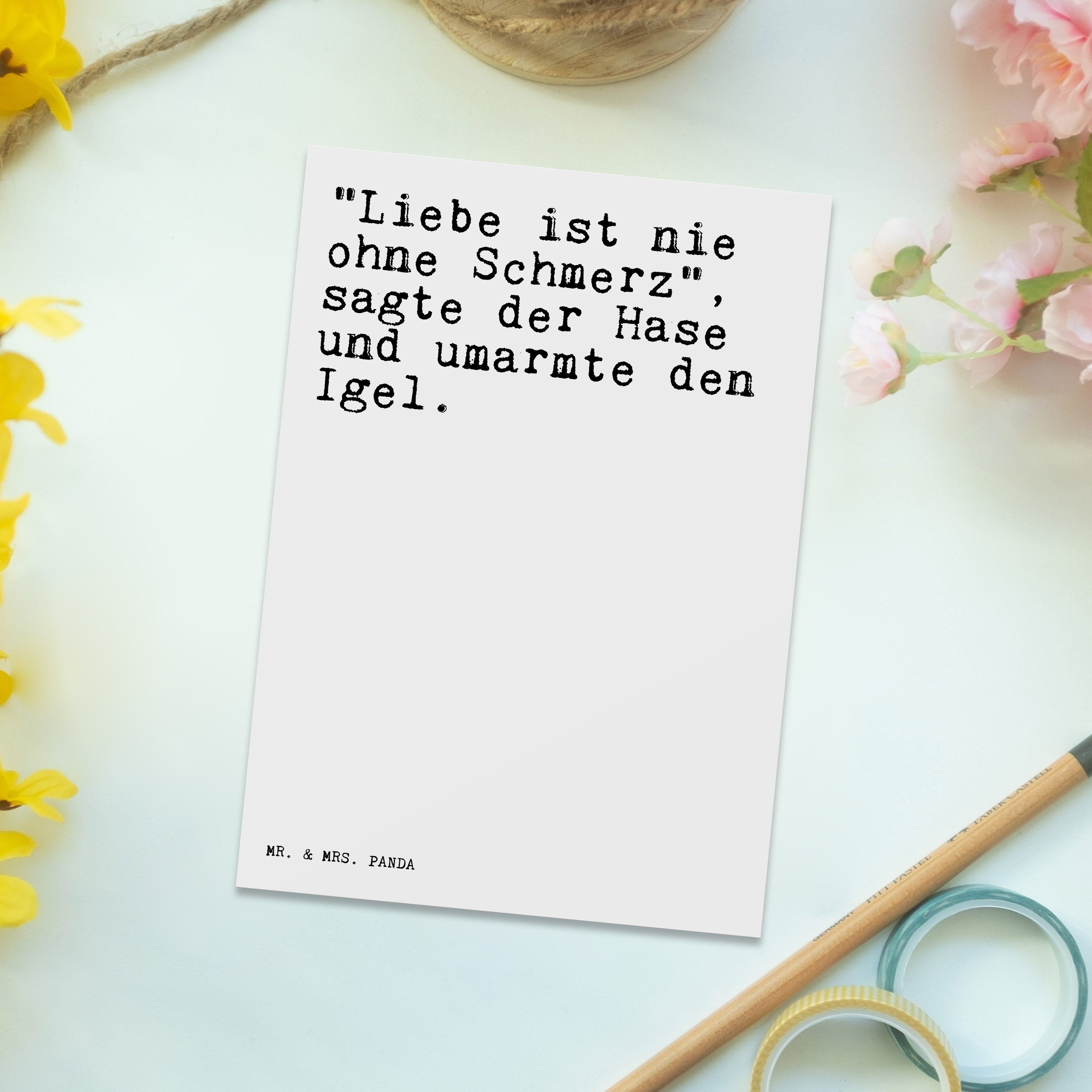 Mr. & Geschenk, nie Weiß - "Liebe Herzschm Panda Mrs. Liebeskummer - Postkarte ist ohne... Liebe