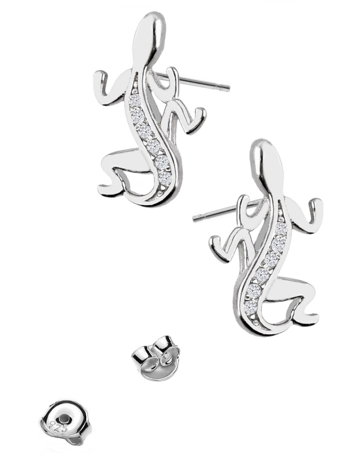 Goldene Hufeisen Ohrstecker-Set Echsen-Ohrringe für Natur und Tierliebhaberinnen, 925 Sterling-Silber, hypoallergen und hautfreundlich