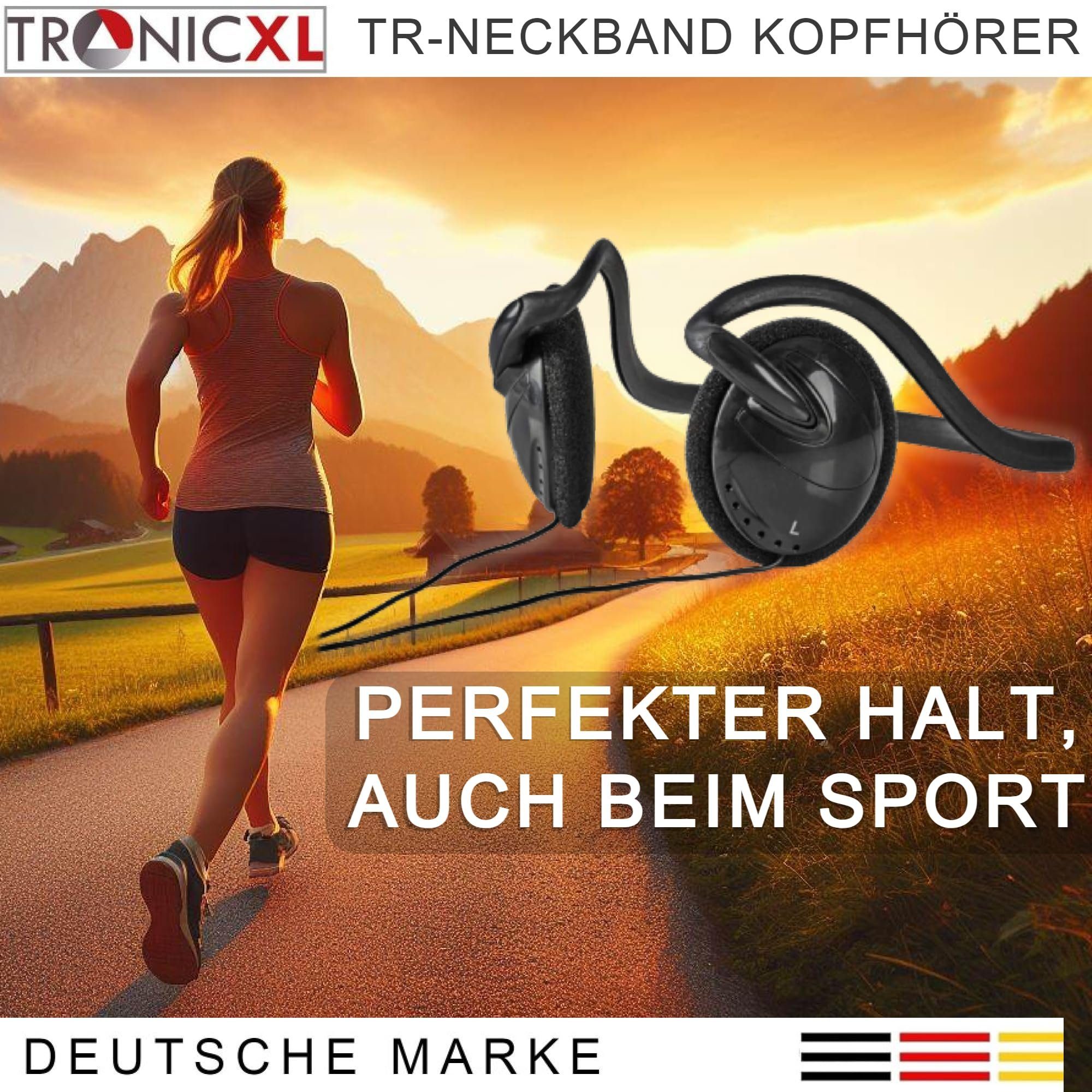 TronicXL 2x Kopfhörer Nackenbügel Sport Headphones 3,5mm Klinke TV Handy MP3 Sport-Kopfhörer