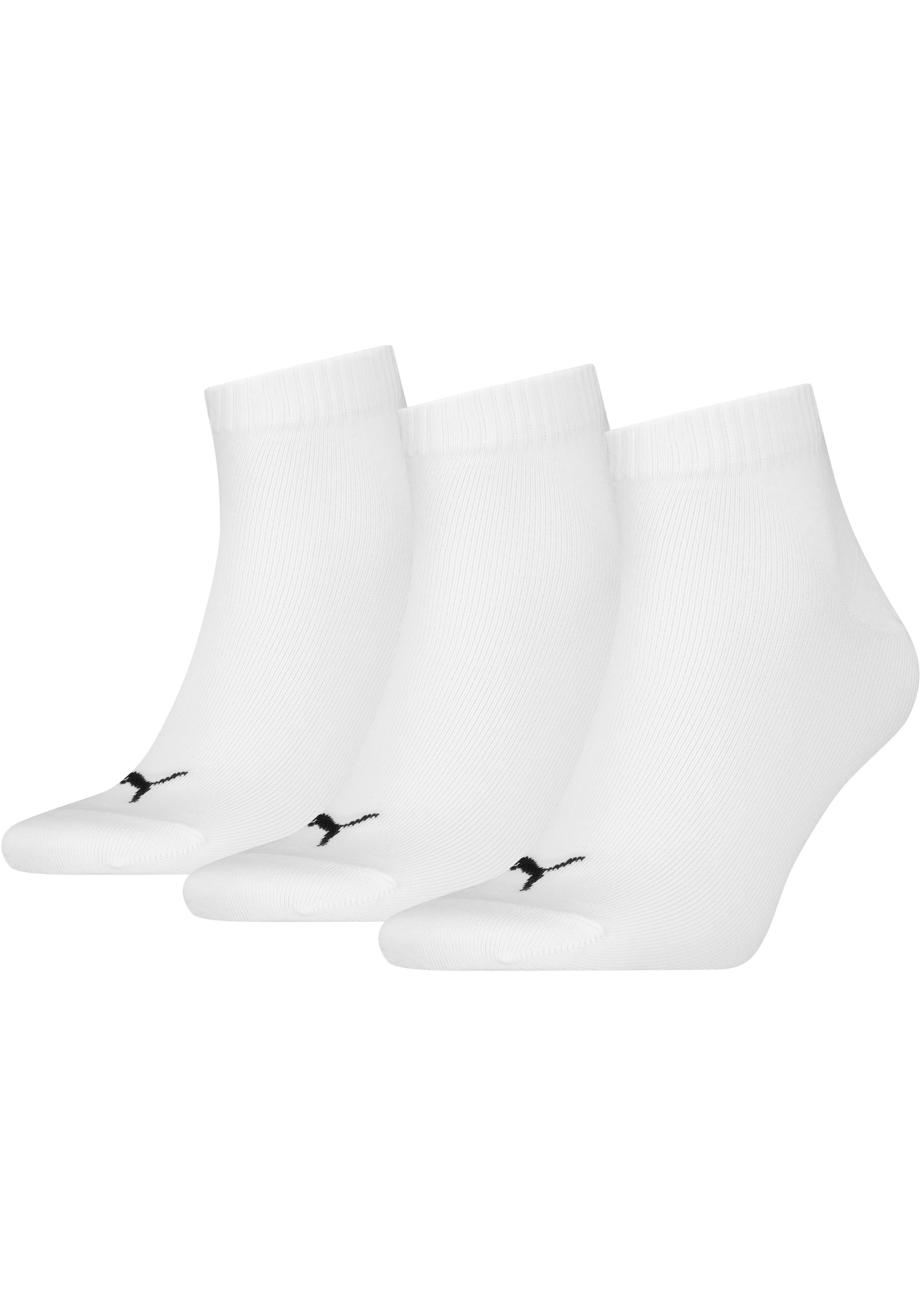PUMA Kurzsocken PUMA UNISEX QUARTER PLAIN 3P (3-Paar, 3 Paar) Atmungsaktiv, Rippenbündchen, weiche Baumwollmischung