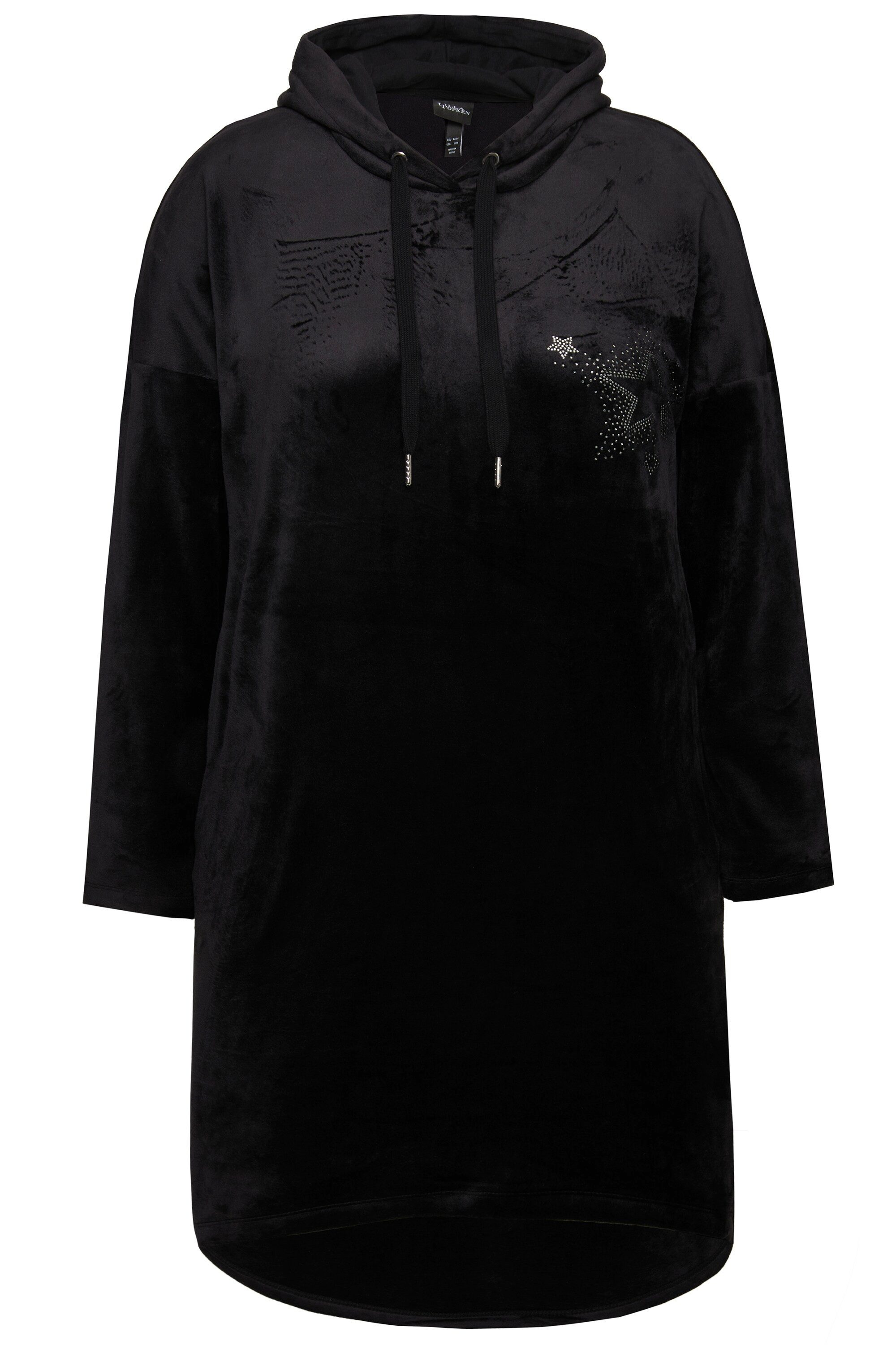 Ulla Popken Jerseykleid Loungewear-Nickikleid Kapuze Langarm günstig online kaufen