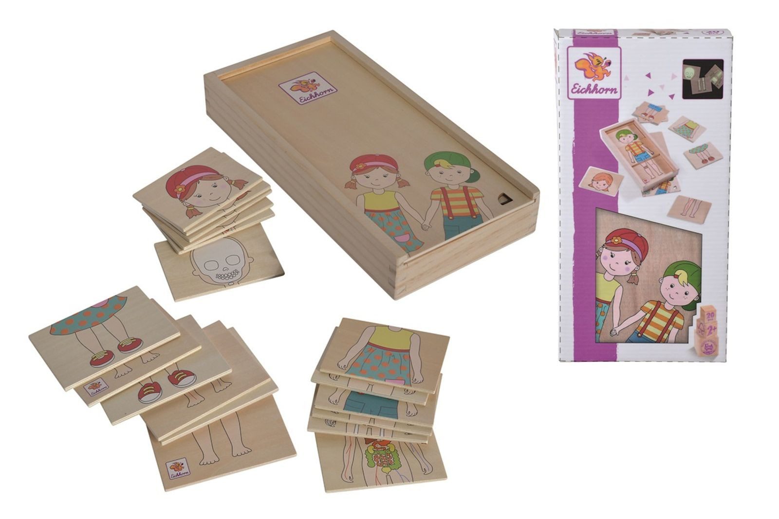 Eichhorn Puzzle Eichhorn Holz-Körperpuzzle 18 Teile Spielerisch den Körper entdecken, Puzzleteile