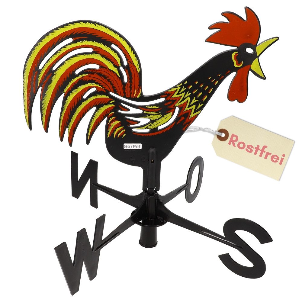GarPet Wetterfahne Wetterhahn für Garten Wetterfahne aus Kunststoff Bunt Windanzeiger