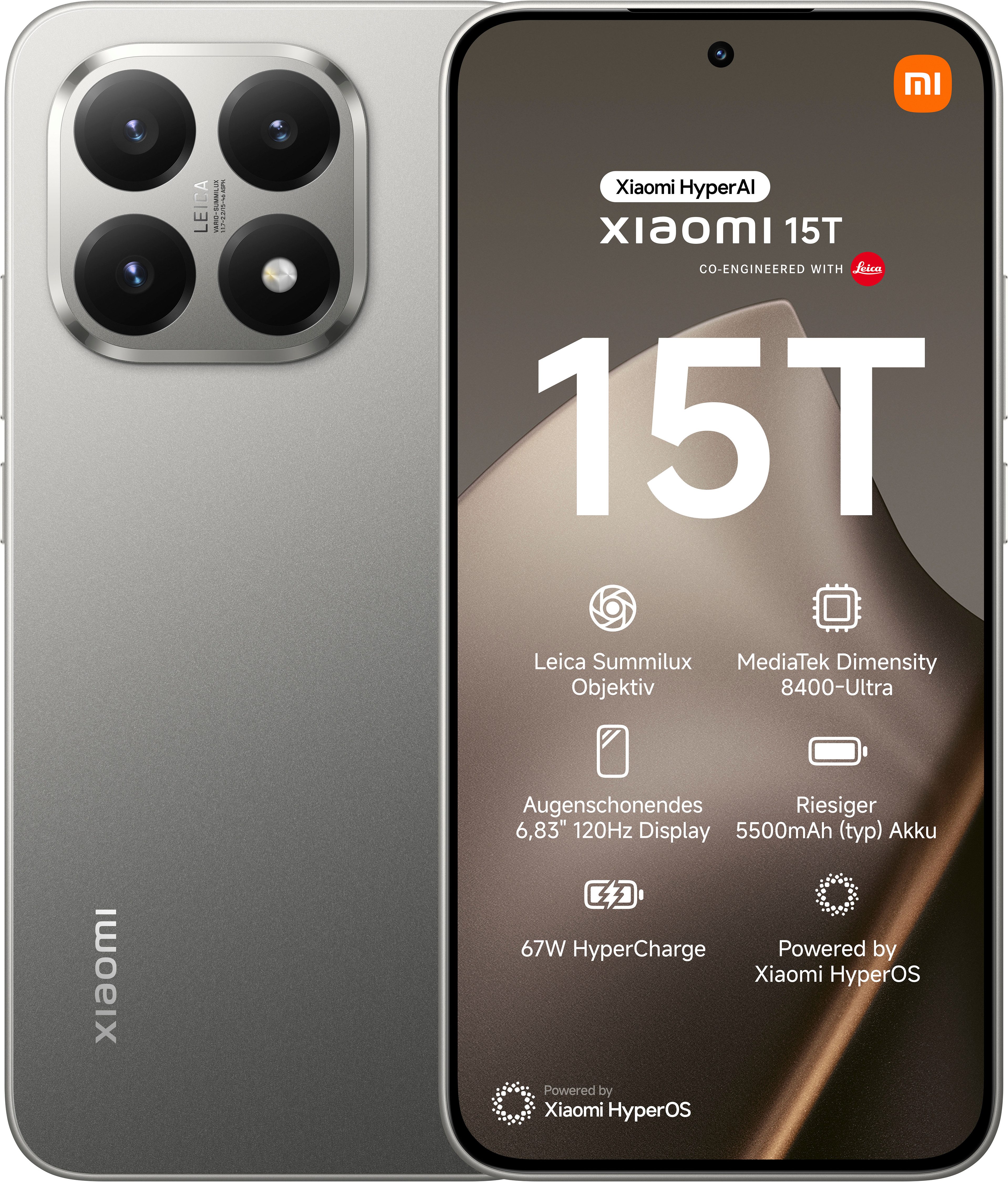 Xiaomi 15T 12+256 Smartphone (17,34 cm/6,83 Zoll, 256 GB Speicherplatz, 50 MP Kamera)
