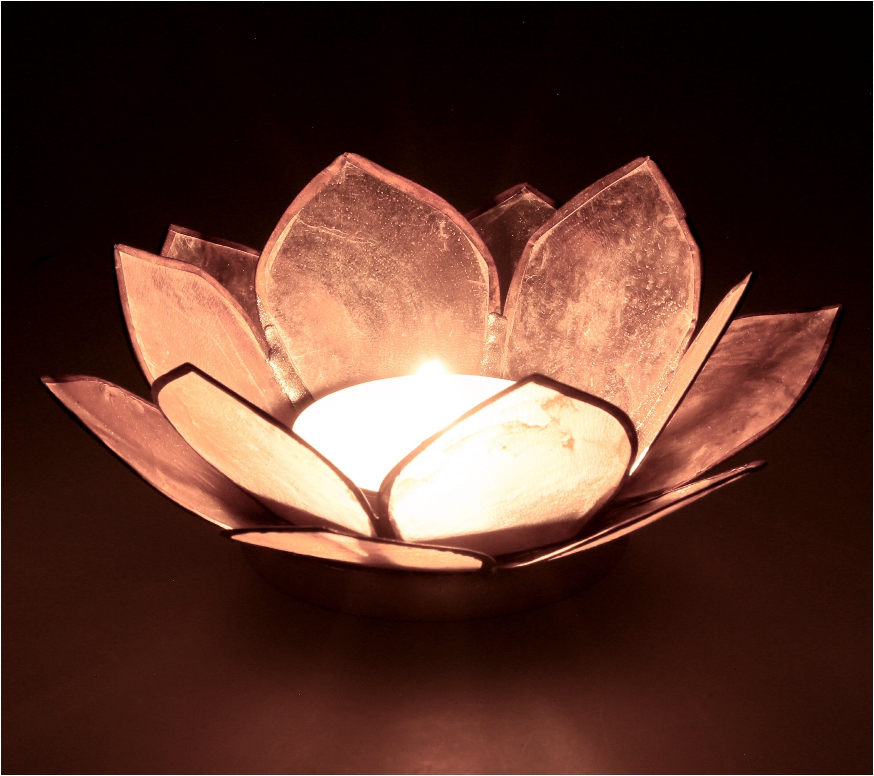 Guru-Shop Windlicht Lotus Teelicht 11*4 Muschel sandfarben cm 