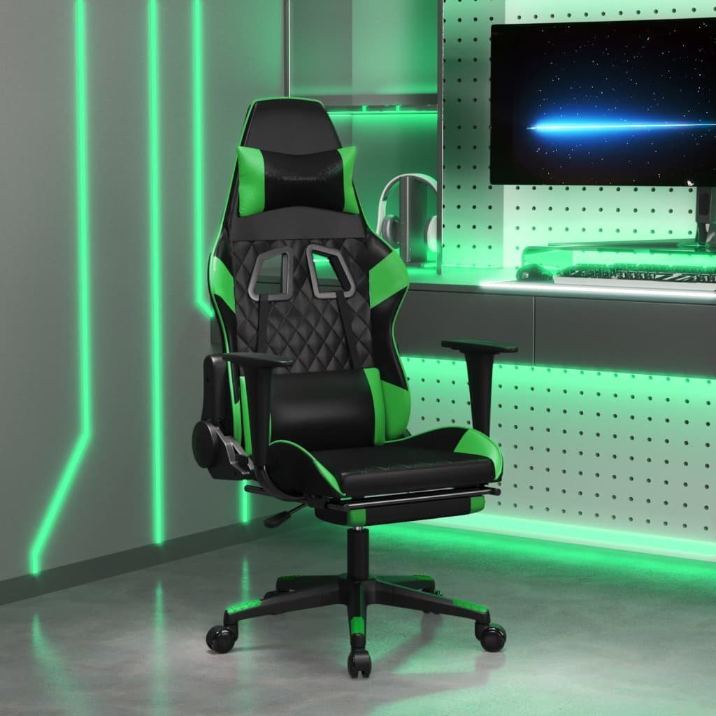 Gaming-Stuhl Schwarz Grün 64x60x(117-127) cm mit Kunstleder