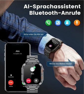 Lige Smartwatch, Premium Herren Mit Telefonfunktion Schrittzähler Fitness Tracker
