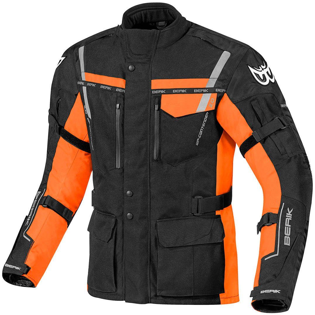 Black/Orange wasserdichte Textiljacke Berik Motorrad Torino Motorradjacke