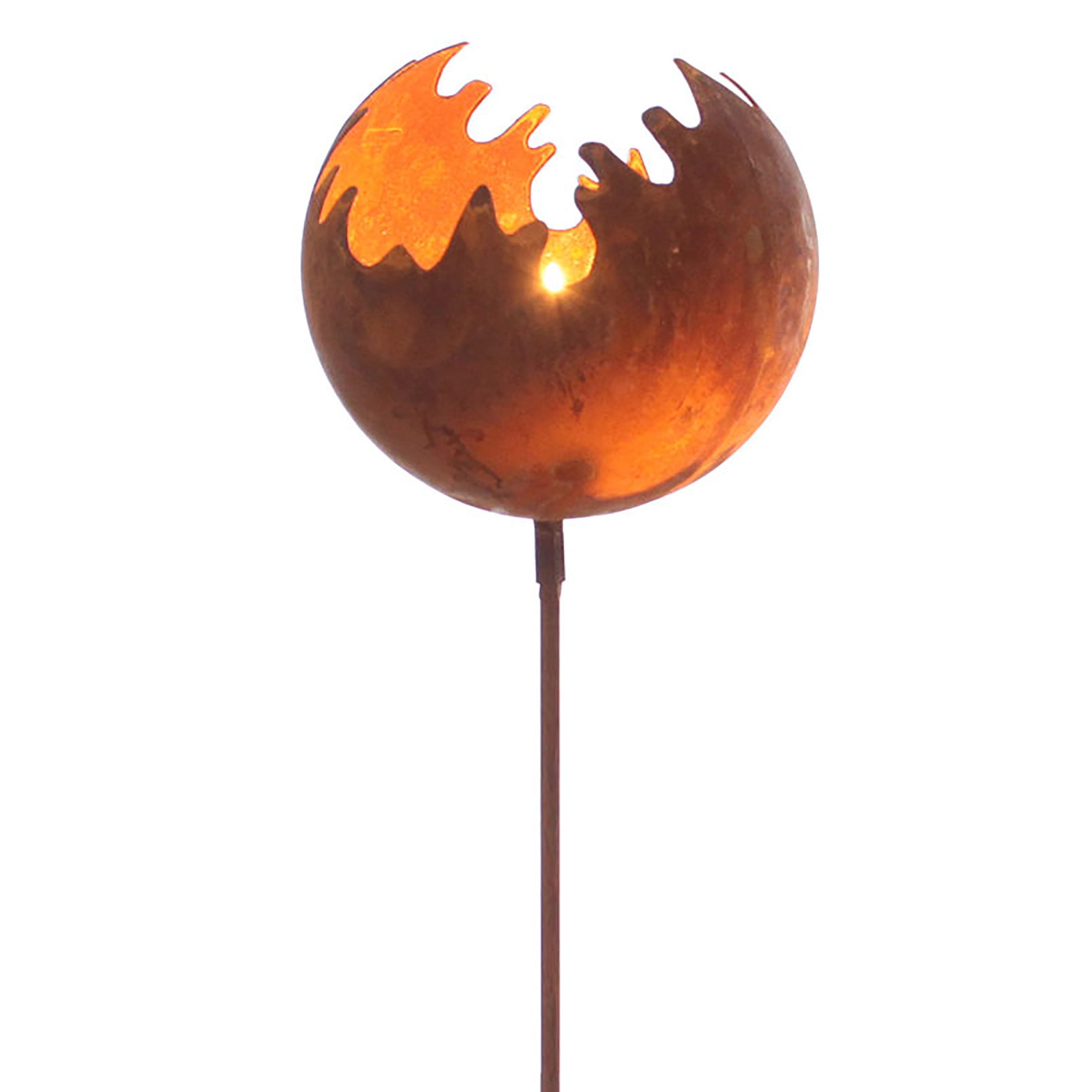 Spetebo Gartenstecker 2x Metall Gartenstecker Naturrost Feuerball klein (Se günstig online kaufen