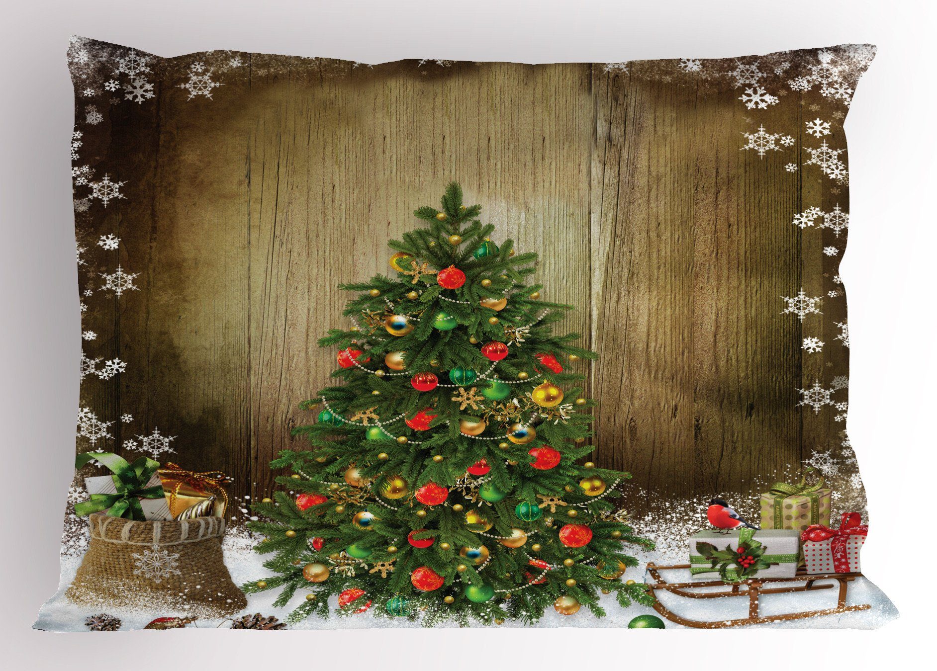 Kissenbezüge Dekorativer Standard King Size Gedruckter Kissenbezug, Abakuhaus (1 Stück), Weihnachten Pine Tree Presents