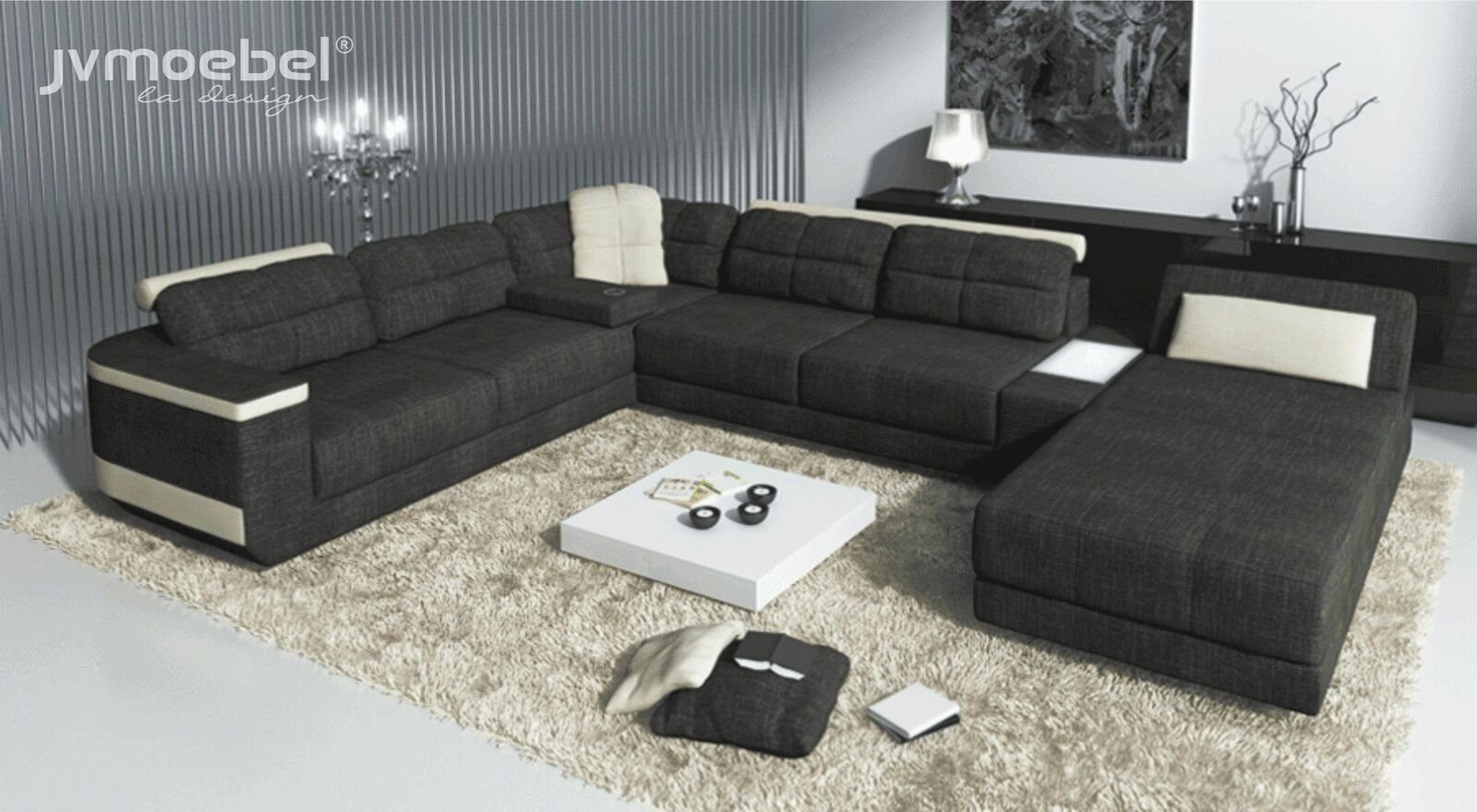 JVmoebel Ecksofa Designer U-Form Ecksofa XXL Wohnlandschaft Sofa Couch, Made in Europe