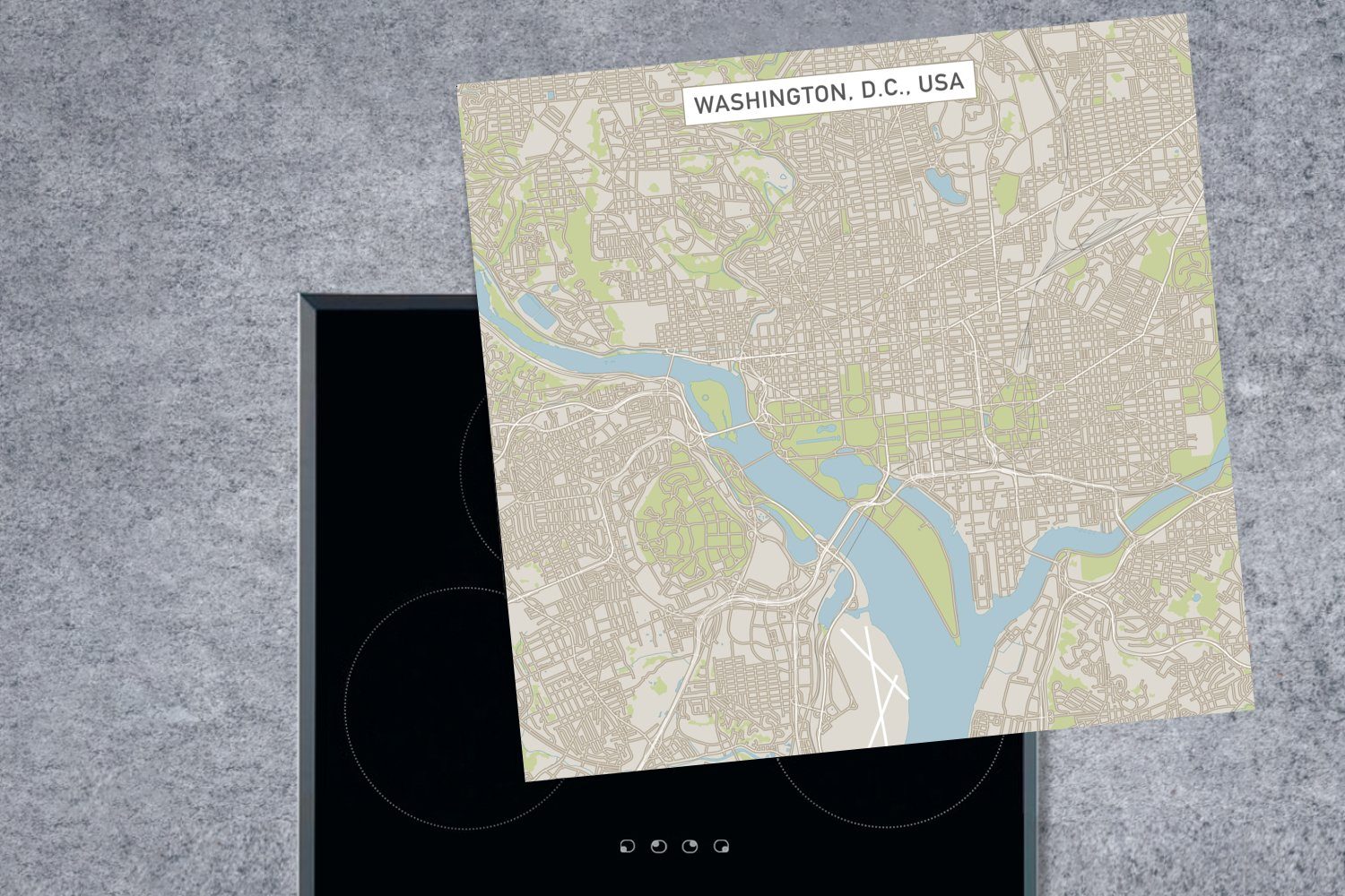 Washington Ceranfeldabdeckung, cm, von Arbeitsplatte Herdblende-/Abdeckplatte Eine DC, Karte MuchoWow für Vinyl, Illustration tlg), 78x78 (1 einer küche
