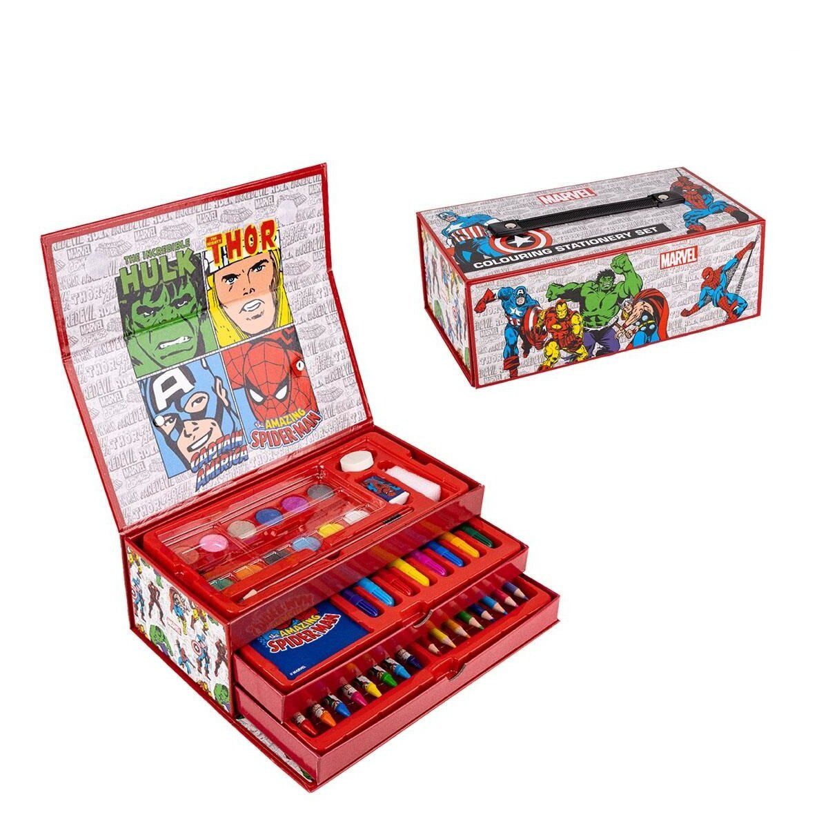 The AVENGERS Kreativset Avengers Malkoffer Set mit Farben Schublade Kreativbox