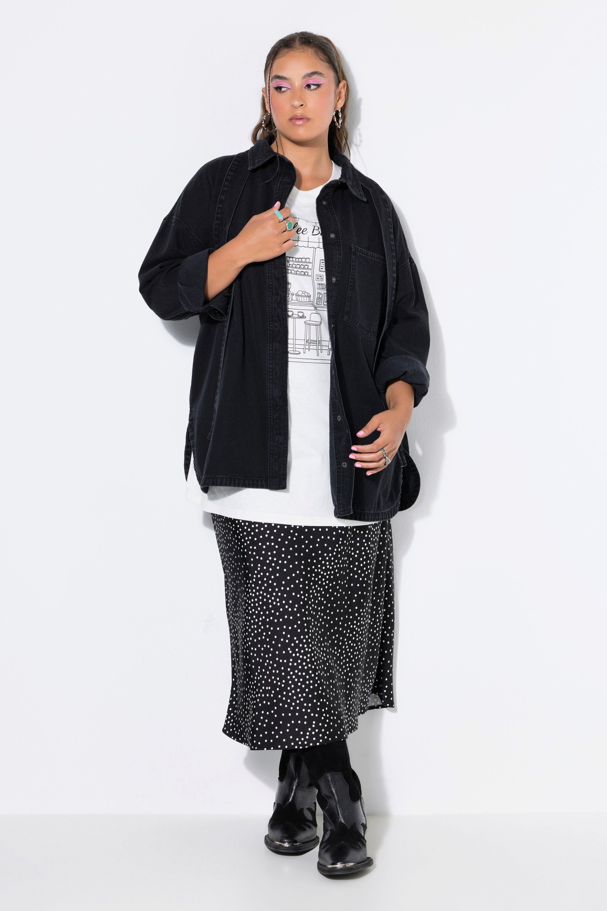 Studio Untold Hemdbluse Jeanshemd oversized Schluppe Langarm