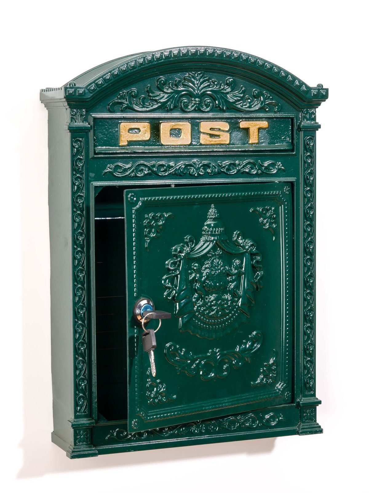 Aubaho Wandbriefkasten Briefkasten Wandbriefkasten Alu Nostalgie Postkasten grün antik Stil l