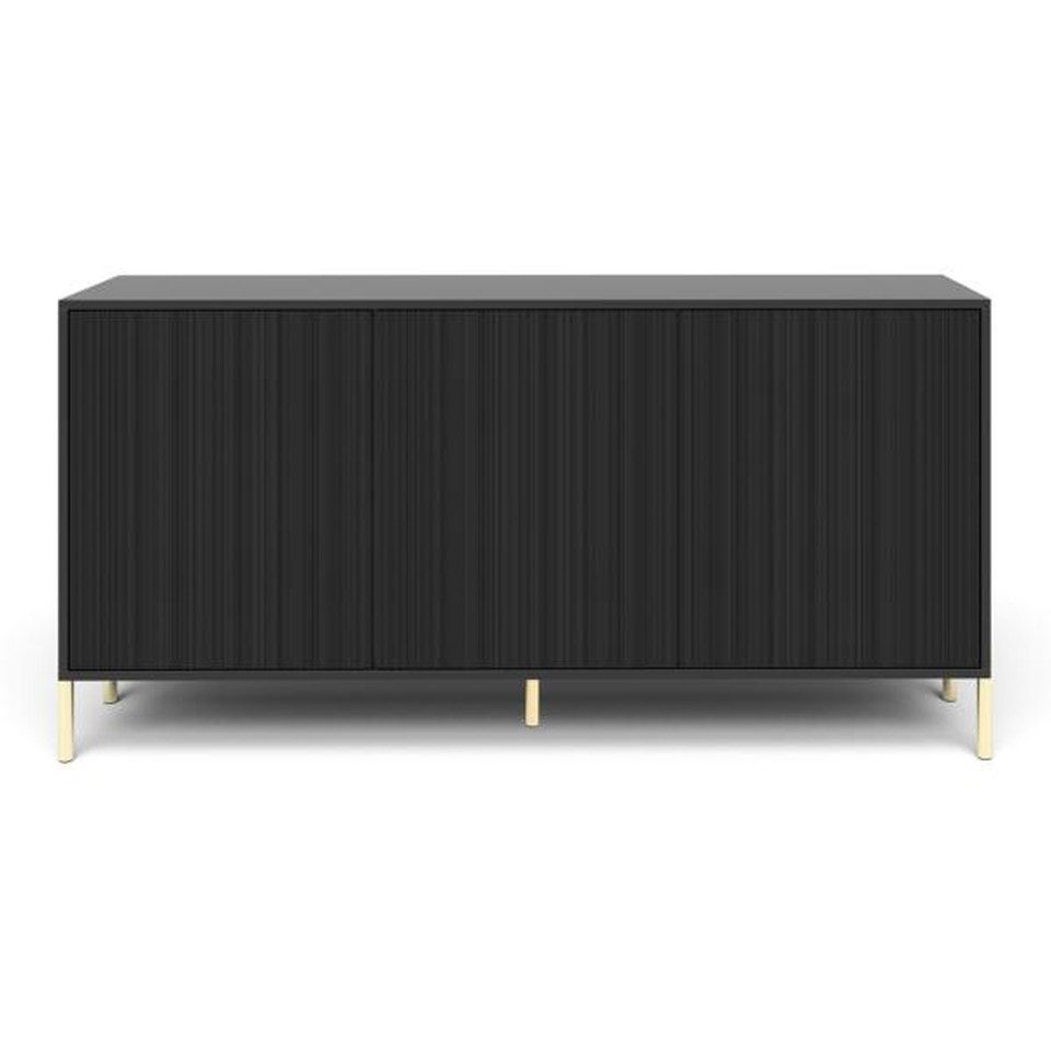 Xlmoebel Sideboard XLMOEBEL schwarzes Sideboard mit drei Türen und Regalfächern (Sideboard, 1 St., 154 x 38 x 80 cm), Made in Europa