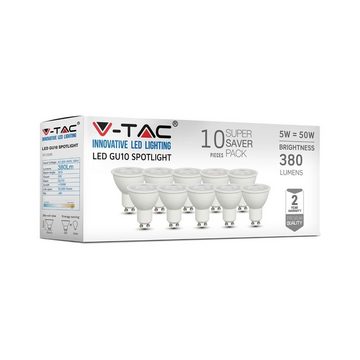 V-TAC LED-Leuchtmittel 10er Sparset 5 Watt LED GU10 Leuchtmittel Lampe mit 38° Abstrahlwinkel, Neutralweiß, 5 Watt, 380 Lumen, Neutralweiß 4000K, GU10, Abstrahlwinkel 38°