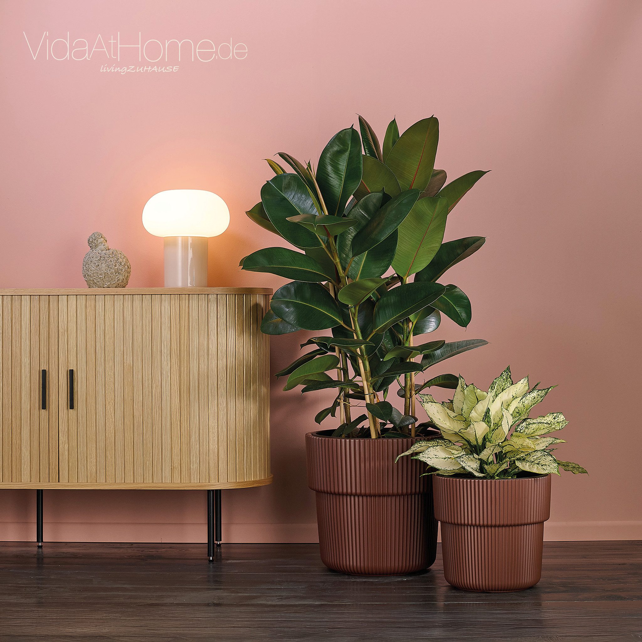 Thumbnail - VidaAtHome.de Blumentopf Design-Pflanzgefäße-Set VYLU (2er Set) (Spar-Set, 1x Design-Pflanzgefäß VYLU 30, 1x Design-Pfla...