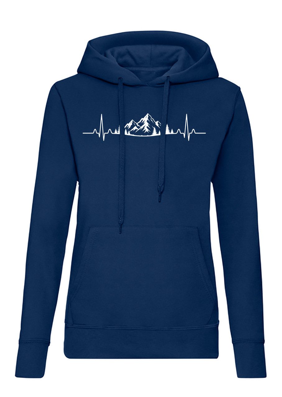 Blondie & Brownie Hoodie HeartBeat Alpen Damen Hoodie Bergmotiv EKG Print Outdoor Freizeit (Einzelartikel, Einzelartikel) AlpenHerzschlag Naturgefühl Wander Edition