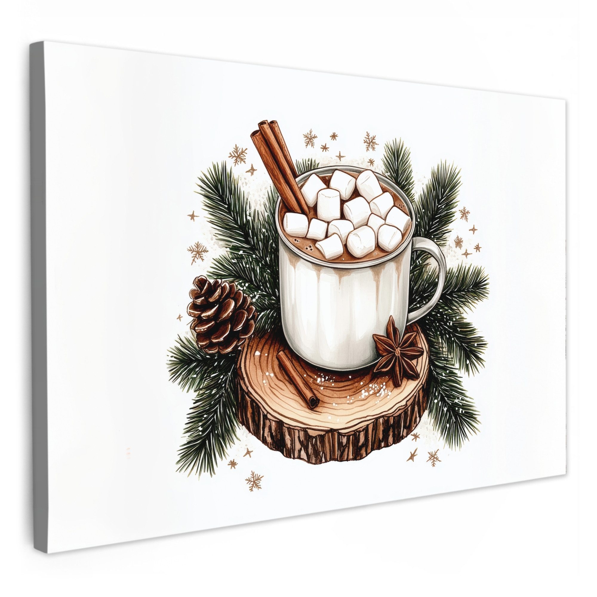 OneMillionCanvasses® Leinwandbild Winter - Holz - Schokoladenmilch - Geträn günstig online kaufen