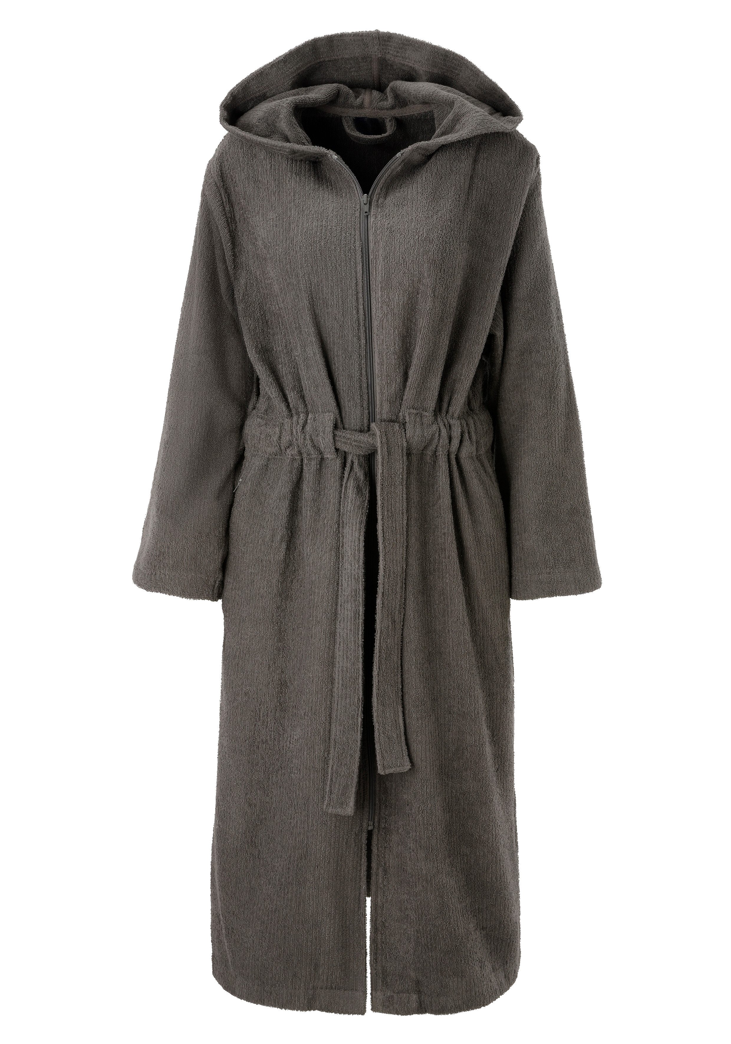 OTTO home Unisex-Bademantel Riva, für Damen & Herren, Standard & Premium Qualität, Langform, Walkfrottee, Kapuze, Gürtel, 100 % Baumwolle, Reise, Hotel, Sauna,  – Bild 4 von 5