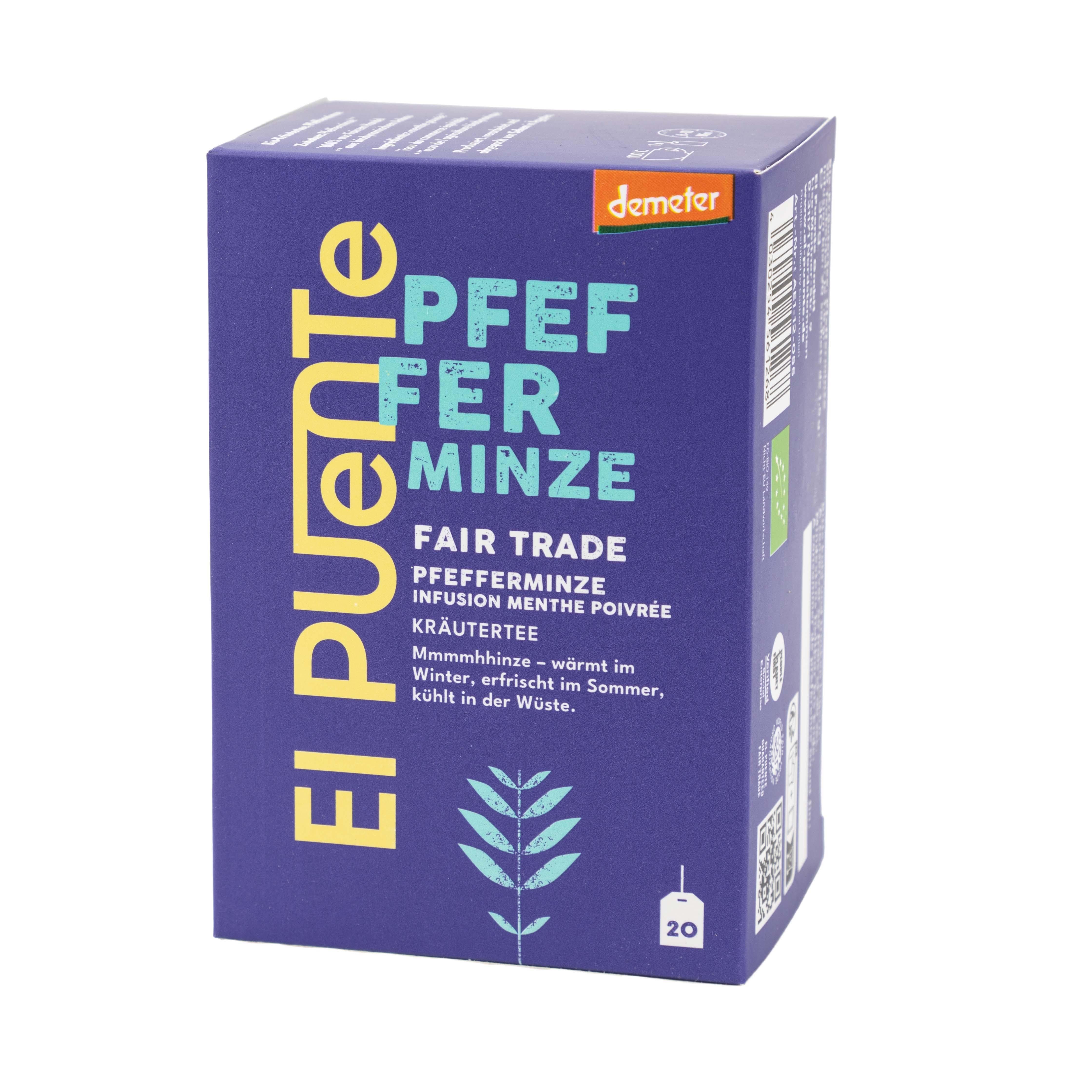 El Puente Gewürz Demeter Bio-Kräutertee-Beutel Pfefferminze, Fair Trade, Vegan, Bio, Fair Trade