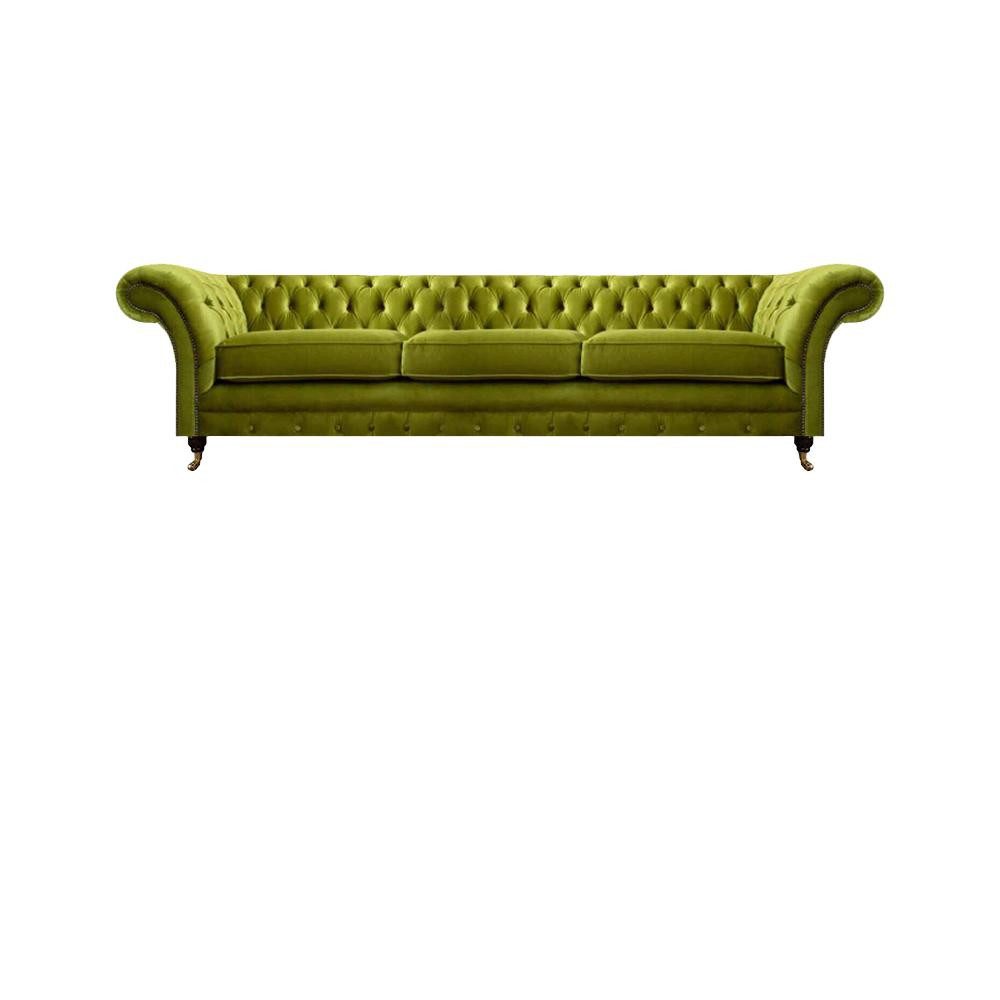 Xlmoebel Sessel Olivgrünes Chesterfield Sofa aus Stoff mit eleganter Polsterung (2tlg Wohnzimmer Set (Sofa 3 Sitzer + Sessel), Hergestellt in Europa