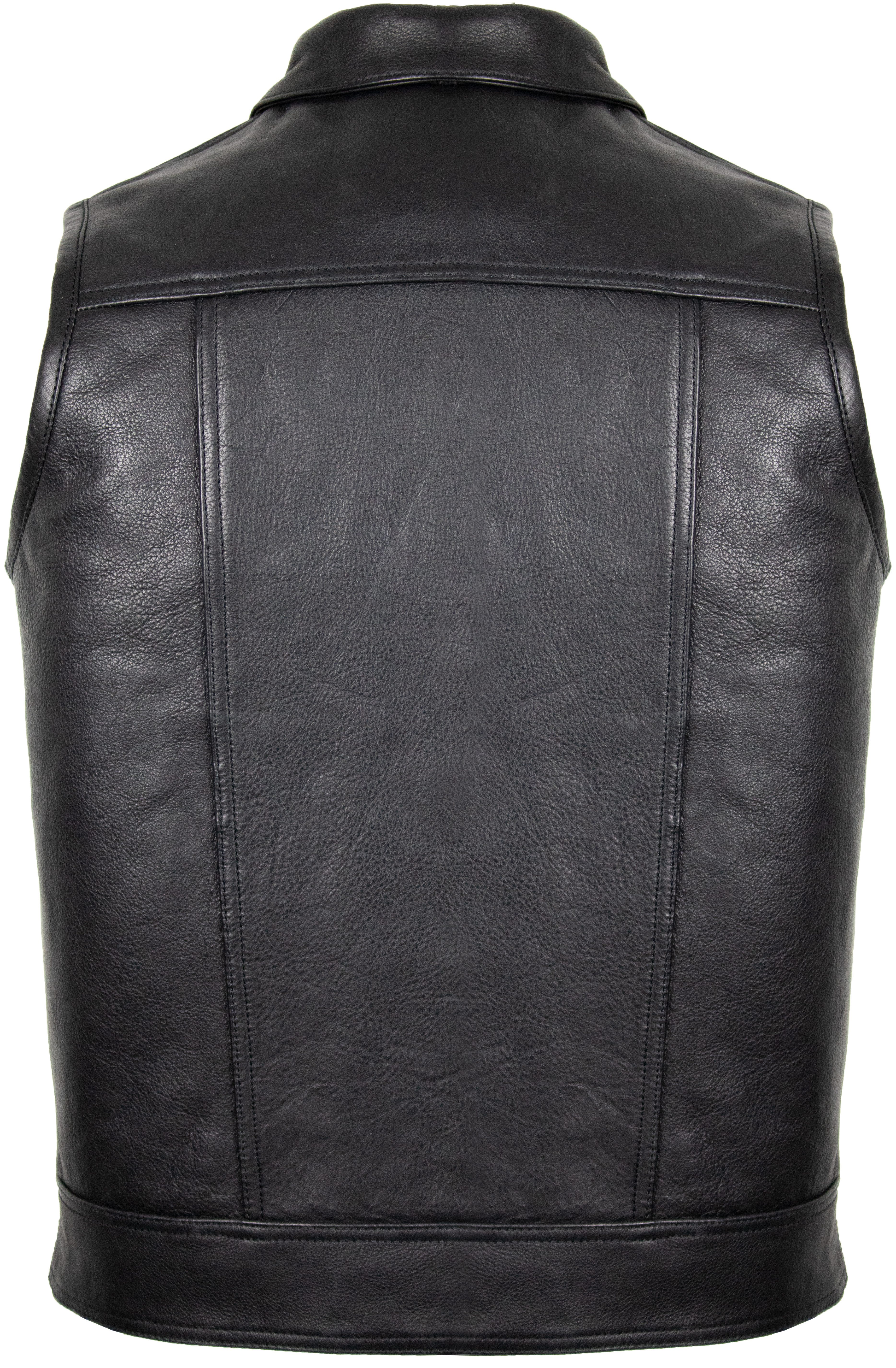 MDM Lederweste Biker Lederweste im Jeanswesten Stil mit Kragen in schwarz, günstig online kaufen