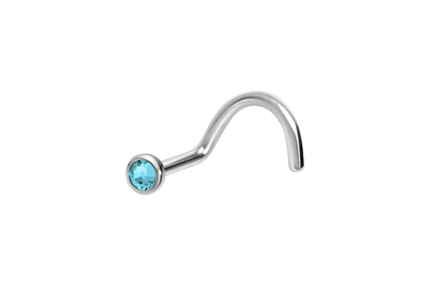 PIERCINGLINE Nasenpiercing Titan Nasenstecker Spirale FLACHE KRISTALLDISC ( günstig online kaufen