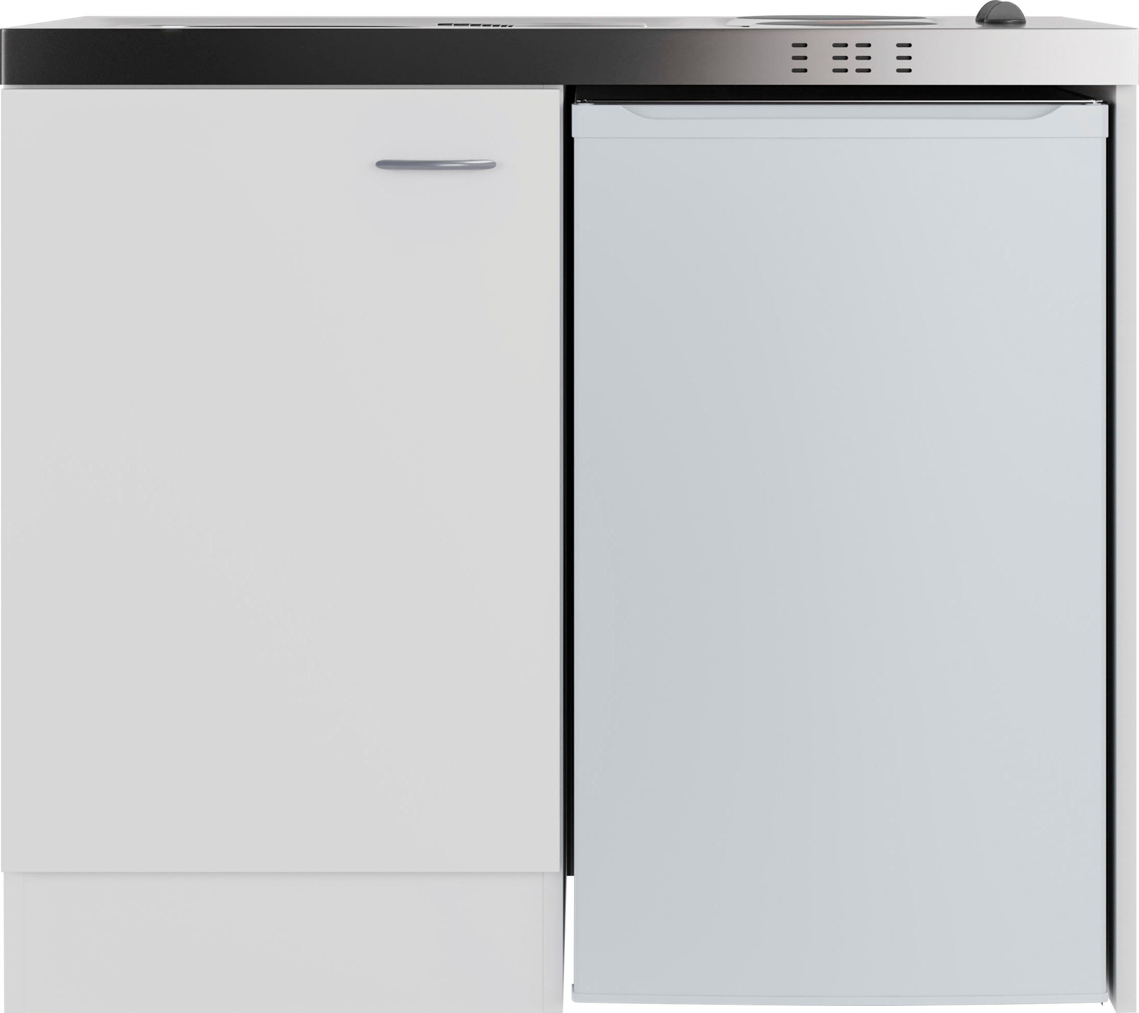 Flex-Well Küchenzeile Pantry, Gesamtbreite 100 cm, mit DUO Kochfeld und Kühlschrank