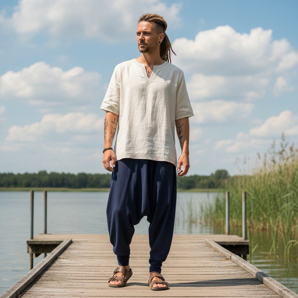 Guru-Shop Relaxhose Afghani Hose, Unisex Pluderhose, Goa Hose.. Ethno Style, alternative Bekleidung