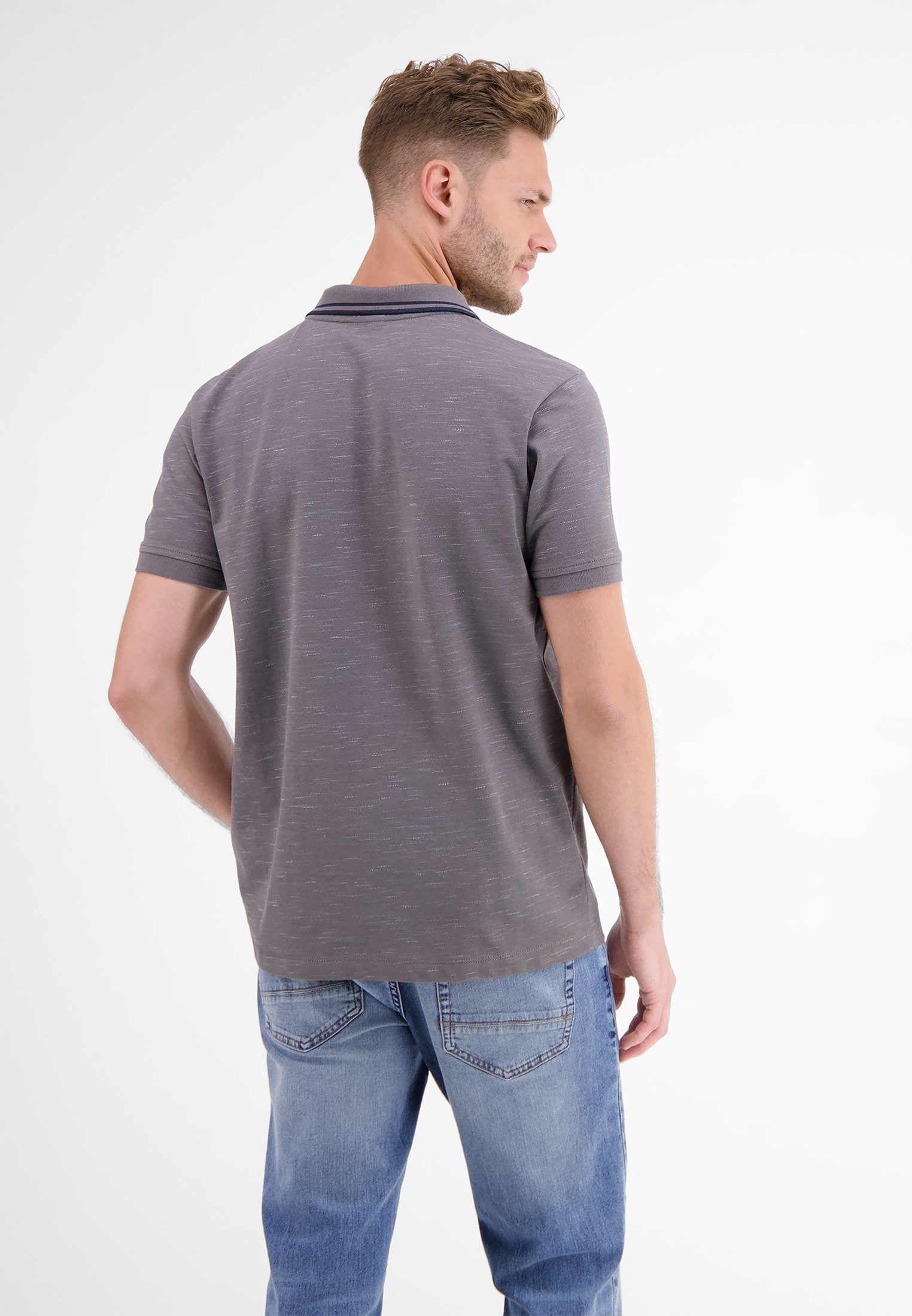 LERROS Poloshirt LERROS Poloshirt Two-Tone-Piqué BASALT in GREY