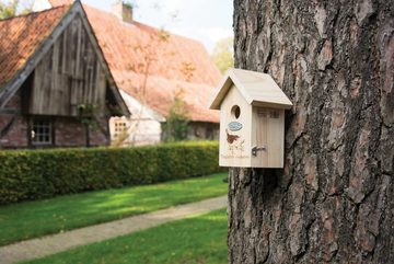esschert design Nistkasten Esschert Design Nistkasten ZAUNKÖNIG Holz Vogel Haus mit Silhouette Garten Höhle