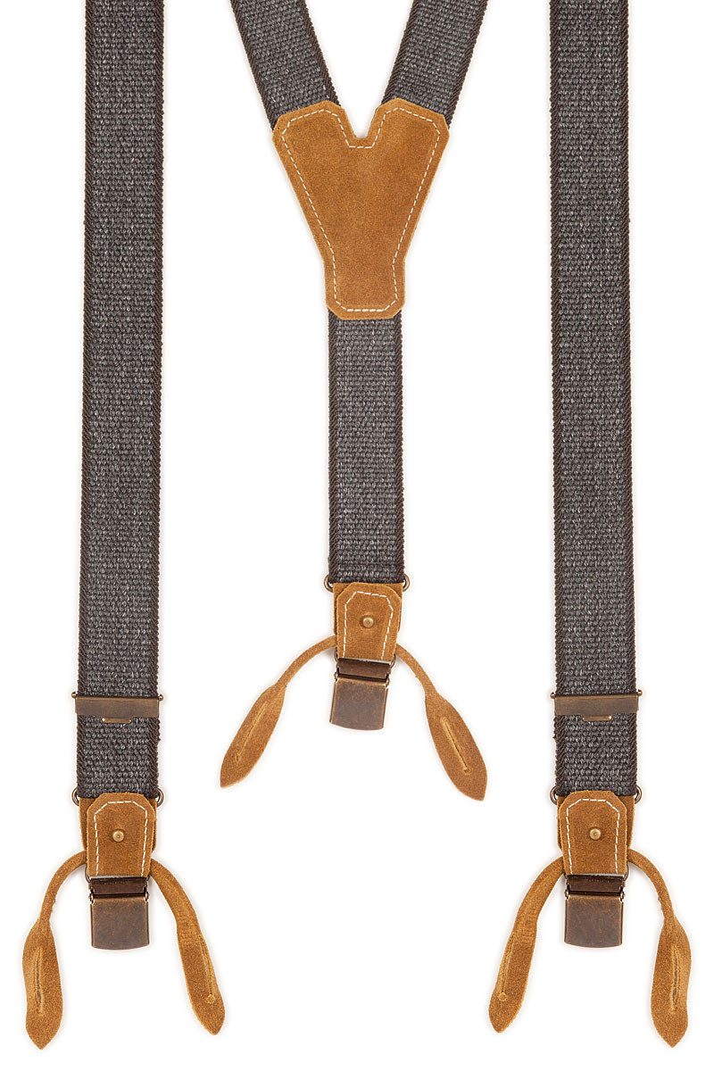 Trachtenlederhose Trachten Hosenträger - BASIC-WEB - schwarzmeliert