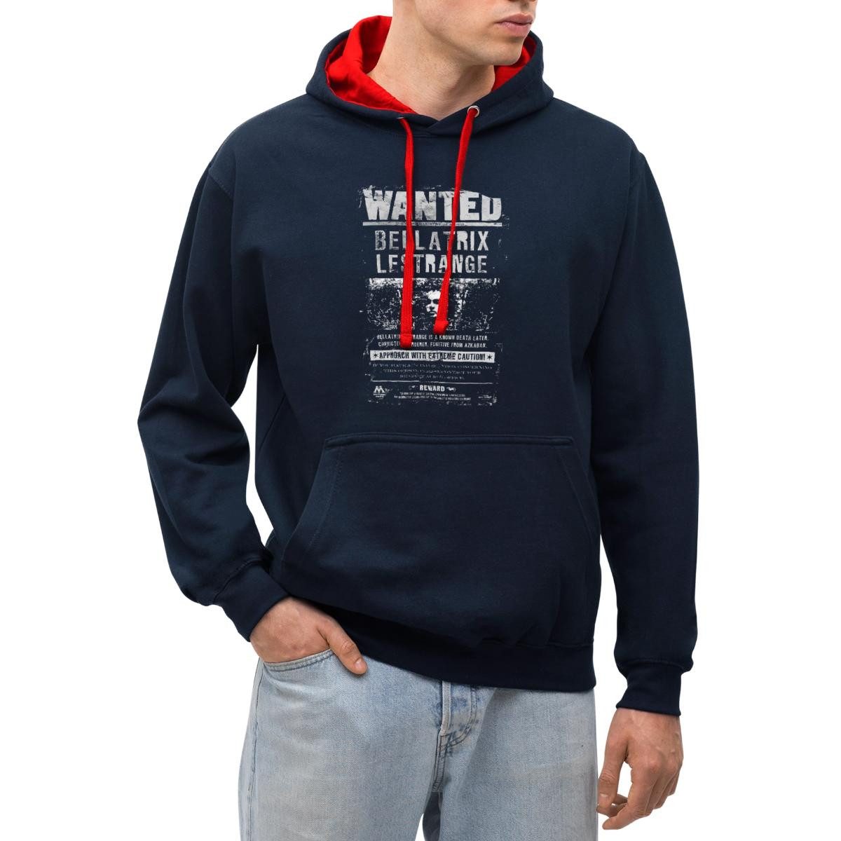 Hoodie Harry Potter Bellatrix Lestrange Wanted Poster Unisex Kontrast Hoodie
