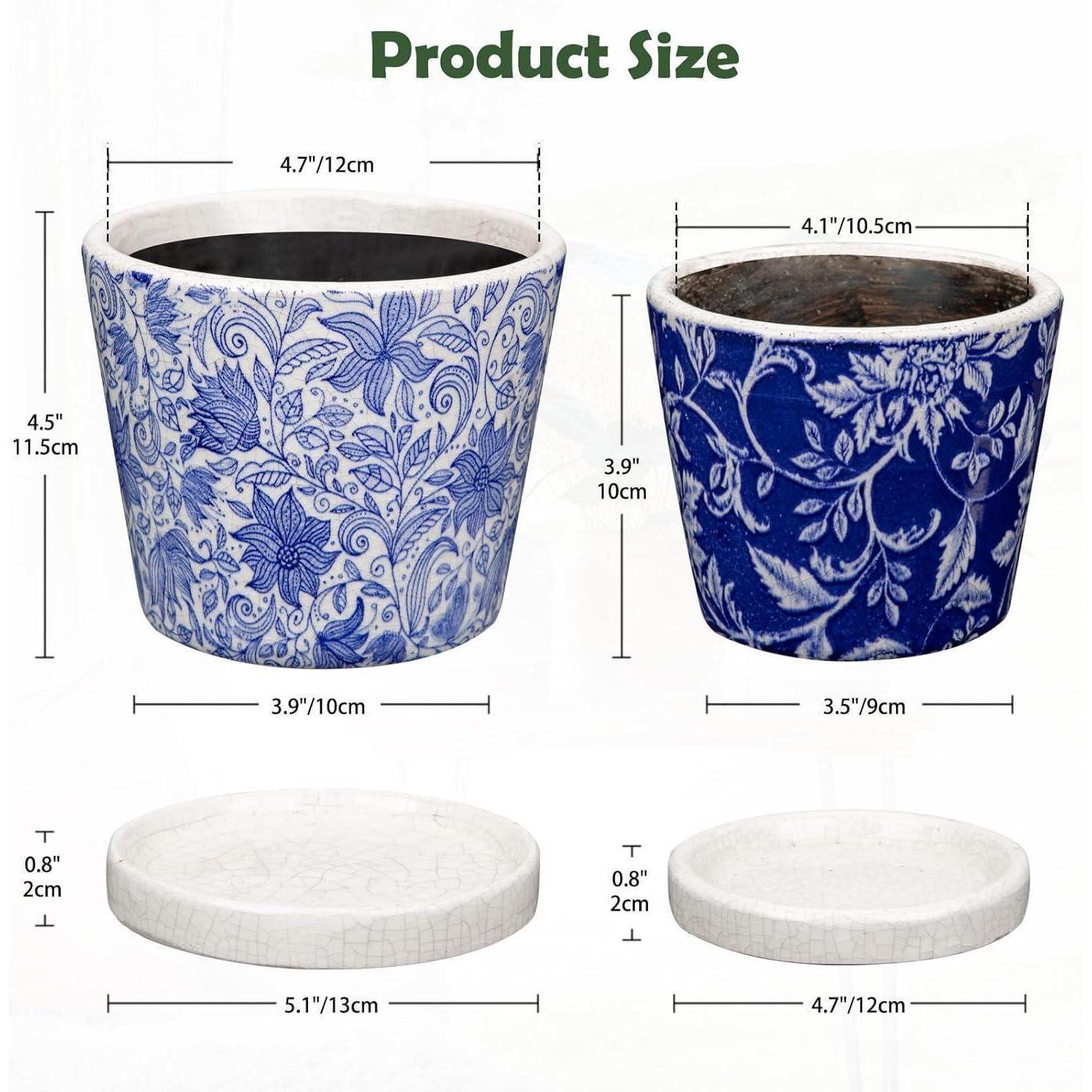 LuxusKollektion Blumentopf Blumentopf Keramik Sukkulententopf Drainage Untersetzer Hellblau