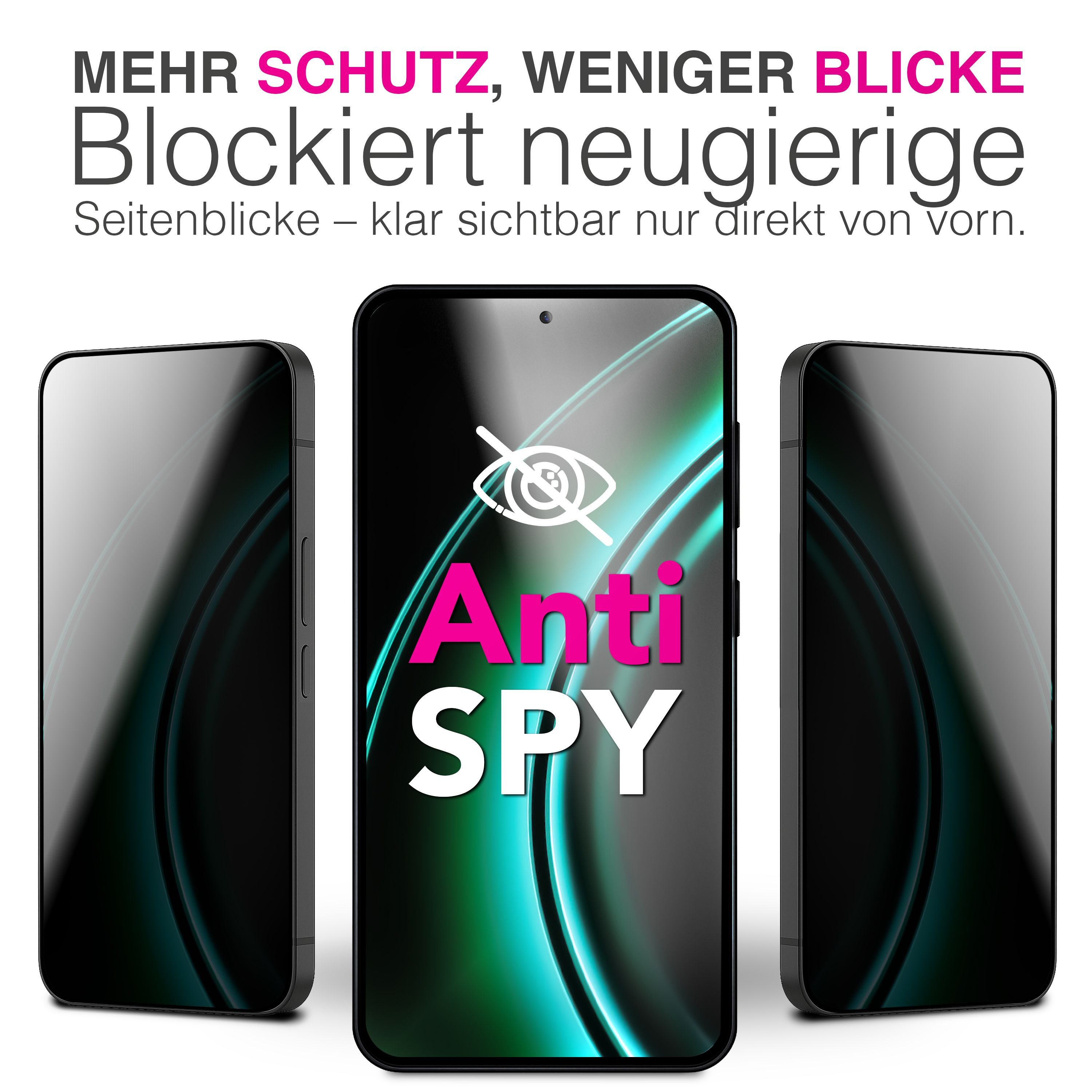 Nalia Schutzfolie Samsung Galaxy A37, ANTISPYX Displayschutz - Blickschutz, Full-Screen & 9H Hartglas