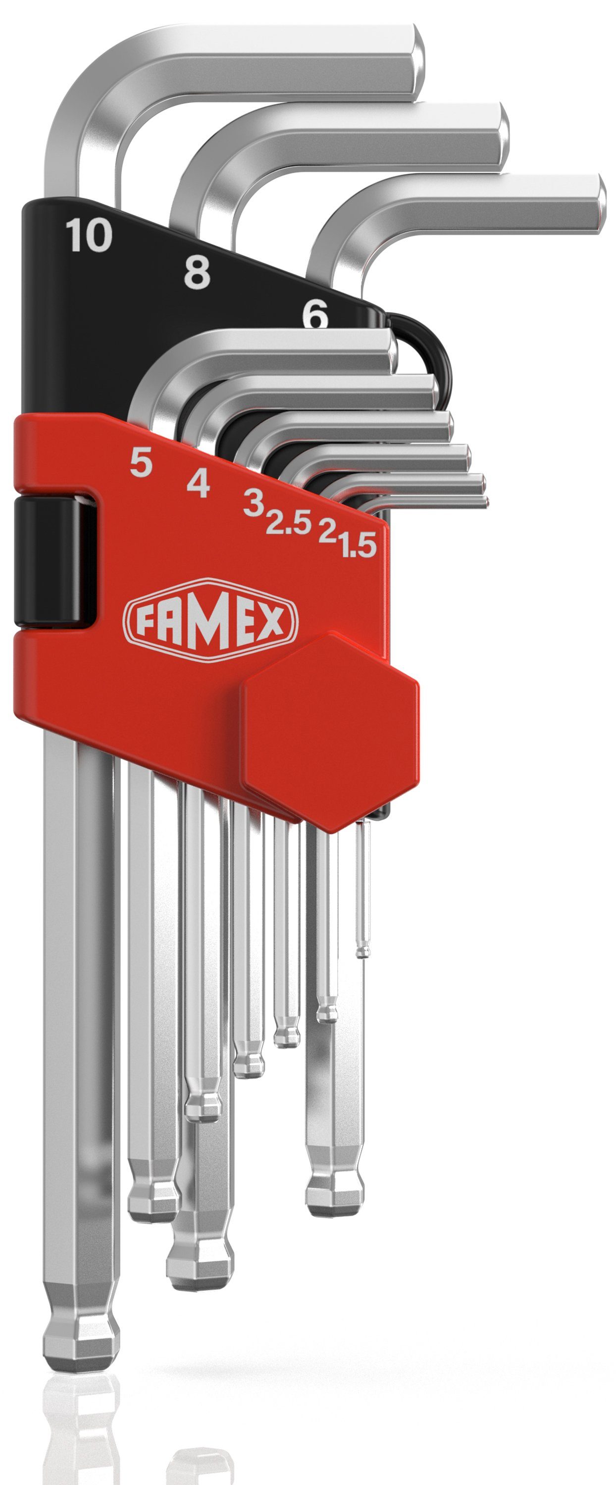 FAMEX Innensechskantschlüssel 10784 Winkelschlüssel (mit Kugelkopf), PROFESSIONAL