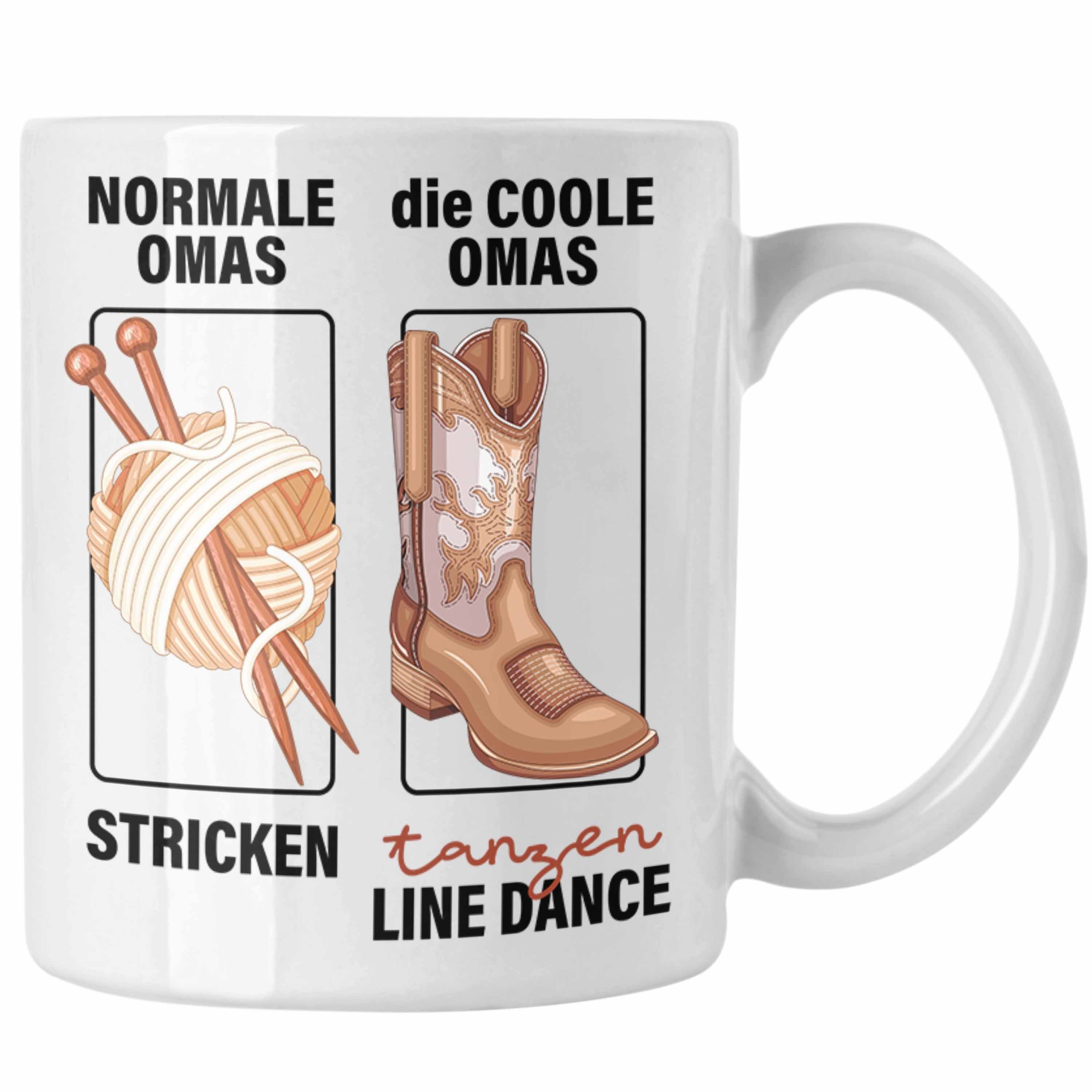 Trendation Tasse Line Dance Oma Tasse Geschenk Normale Omas Stricken Socken Coole Omas Weiss