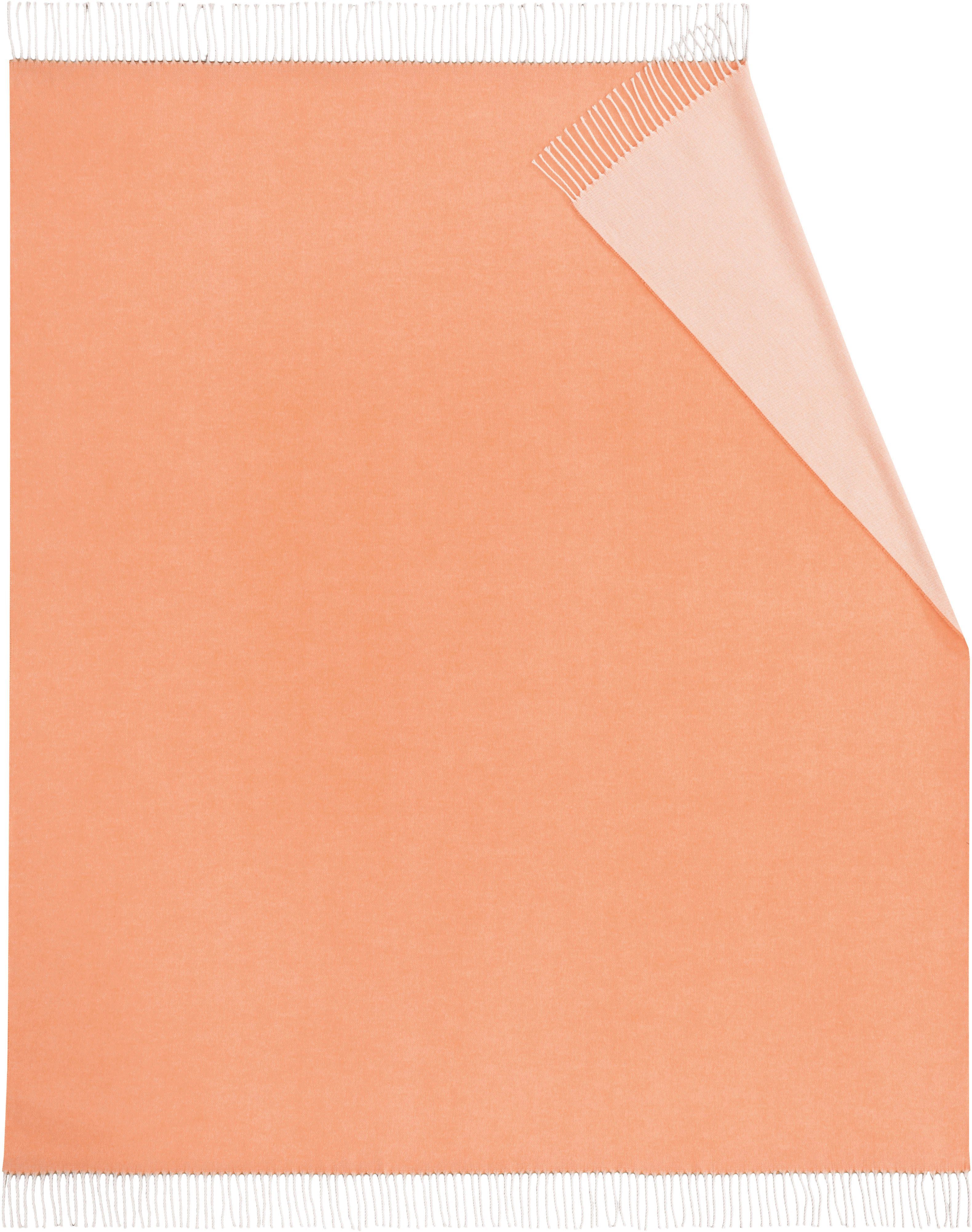 orange Kuscheldecke Plaid mit Biederlack, Uni-Farben, frischen Twill,