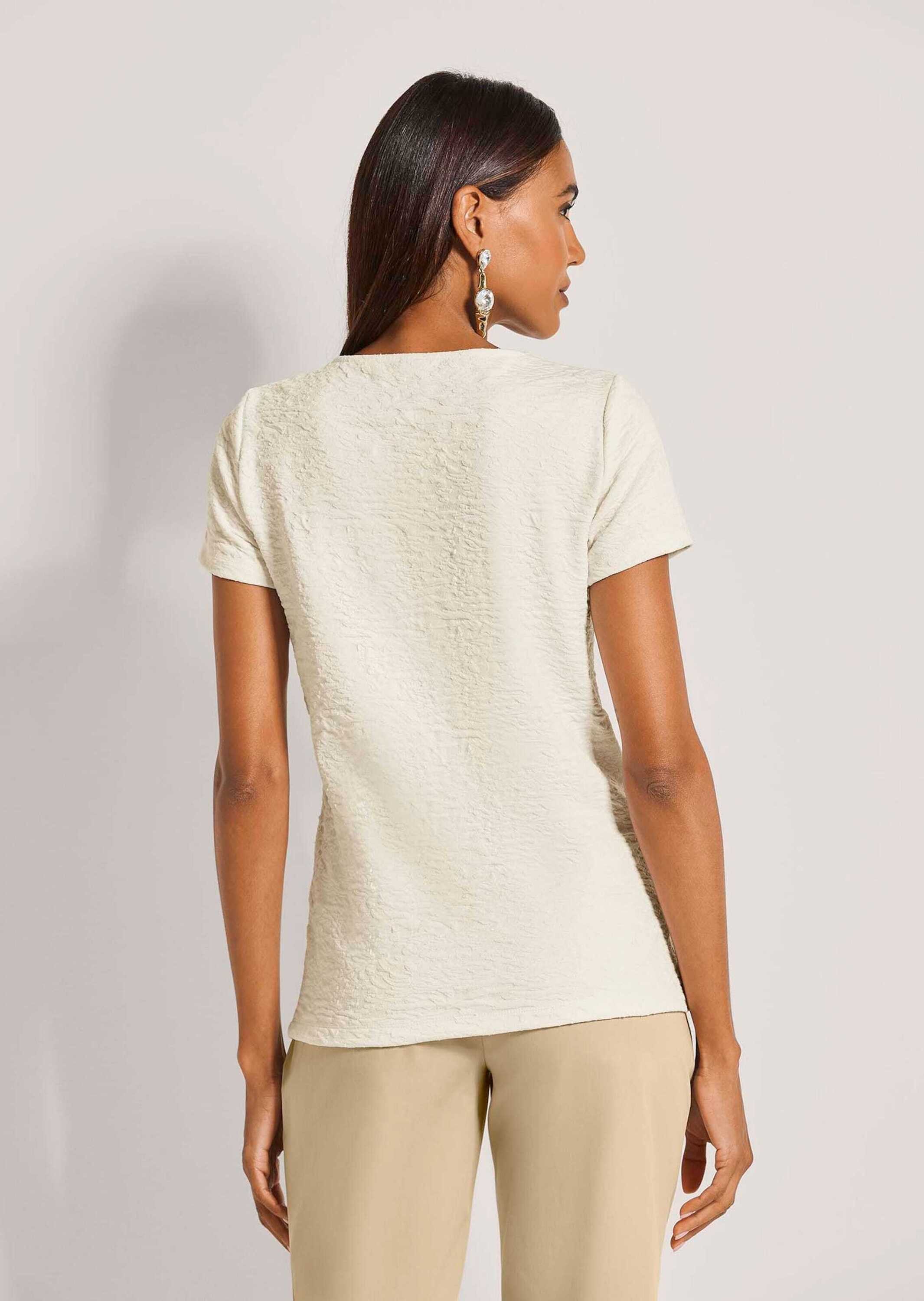 MADELEINE Kurzarmshirt Stylisches Blusenshirt mit Rundhals Leicht tailliertes Crash-Shirt, Kurzarm