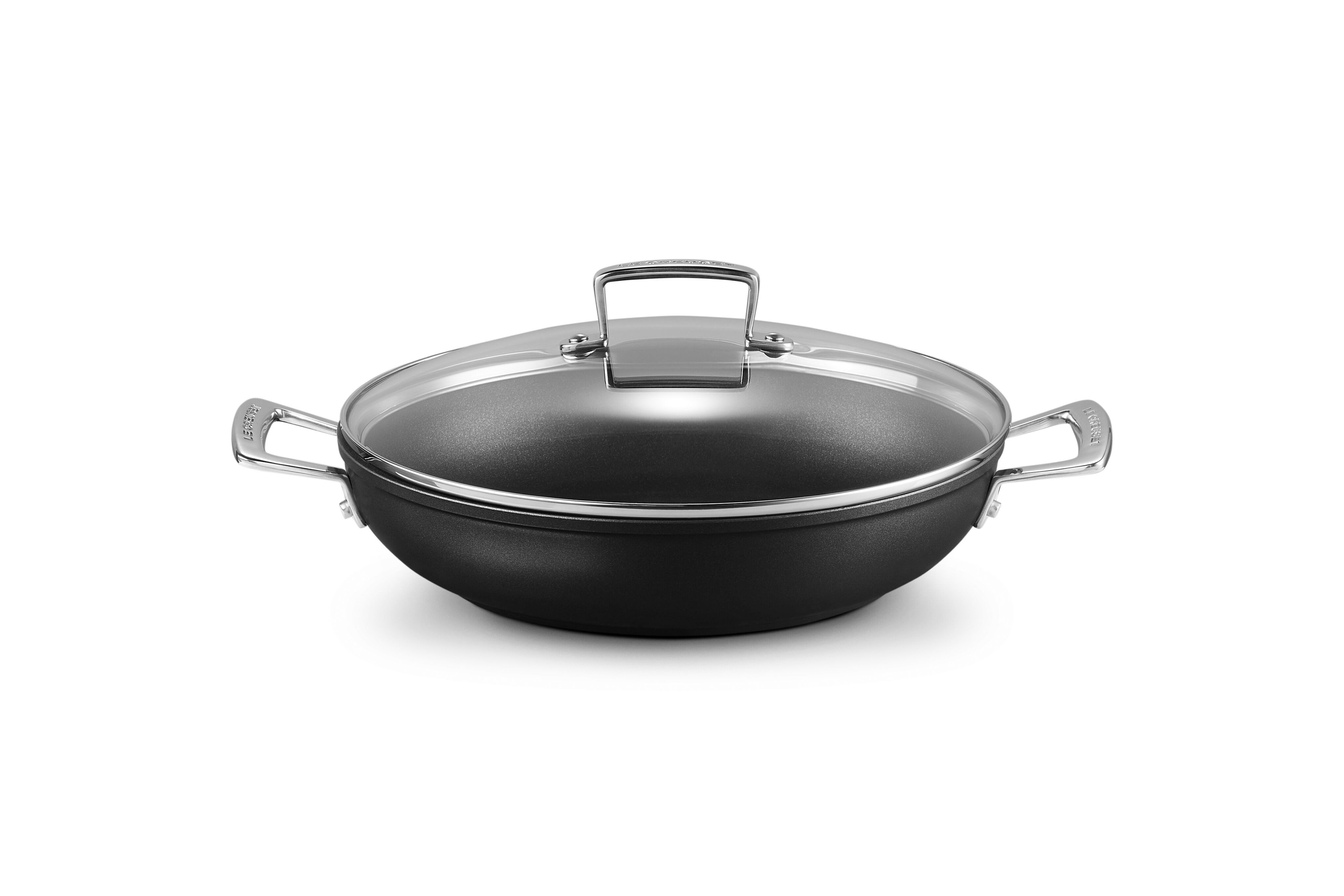 LE CREUSET Bratpfanne Aluminium-Antihaft Profipfanne mit Deckel, Aluminium, Ø 28 cm, Anthrazit/Silber, 51107280010502