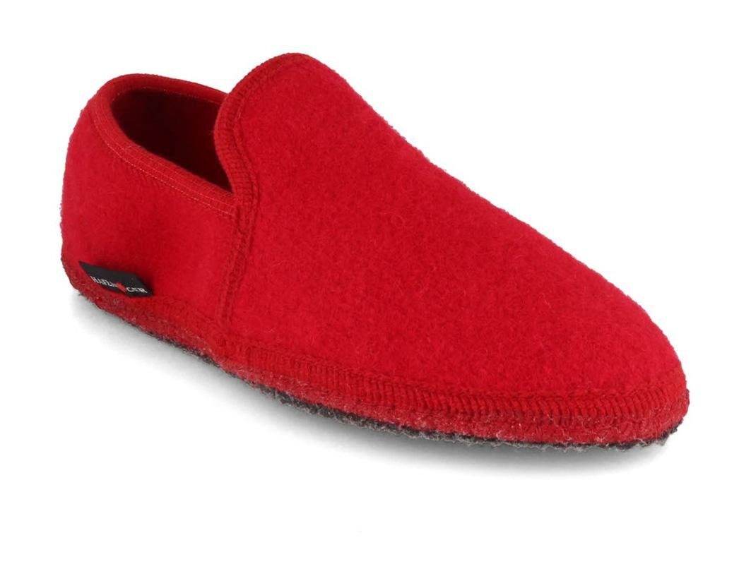Haflinger Loafer Chess Damen Herren Slipper, ziegelrot warme Hausschuhe Hausschuh Winterschuhe, atmungsaktiv, Schurwolle, für empfindliche Füßen, Rot