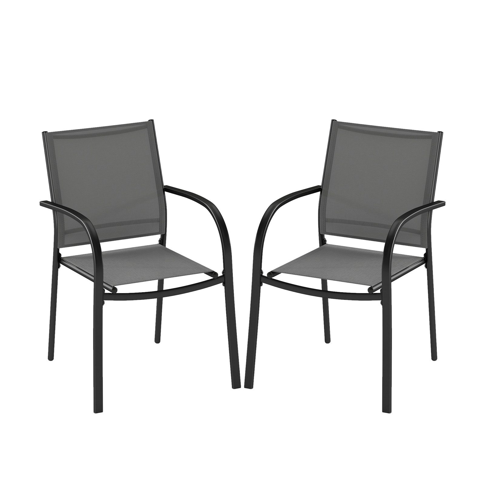 COSTWAY Gartenstuhl (2 St), stapelbare Terrassenstühle aus Metall