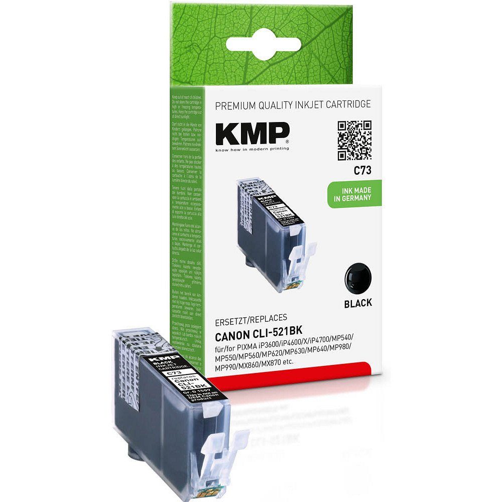 KMP 1 Tinte C73 ERSETZT Canon CLI-521 - black Tintenpatrone (1 Farbe, 1-tlg)
