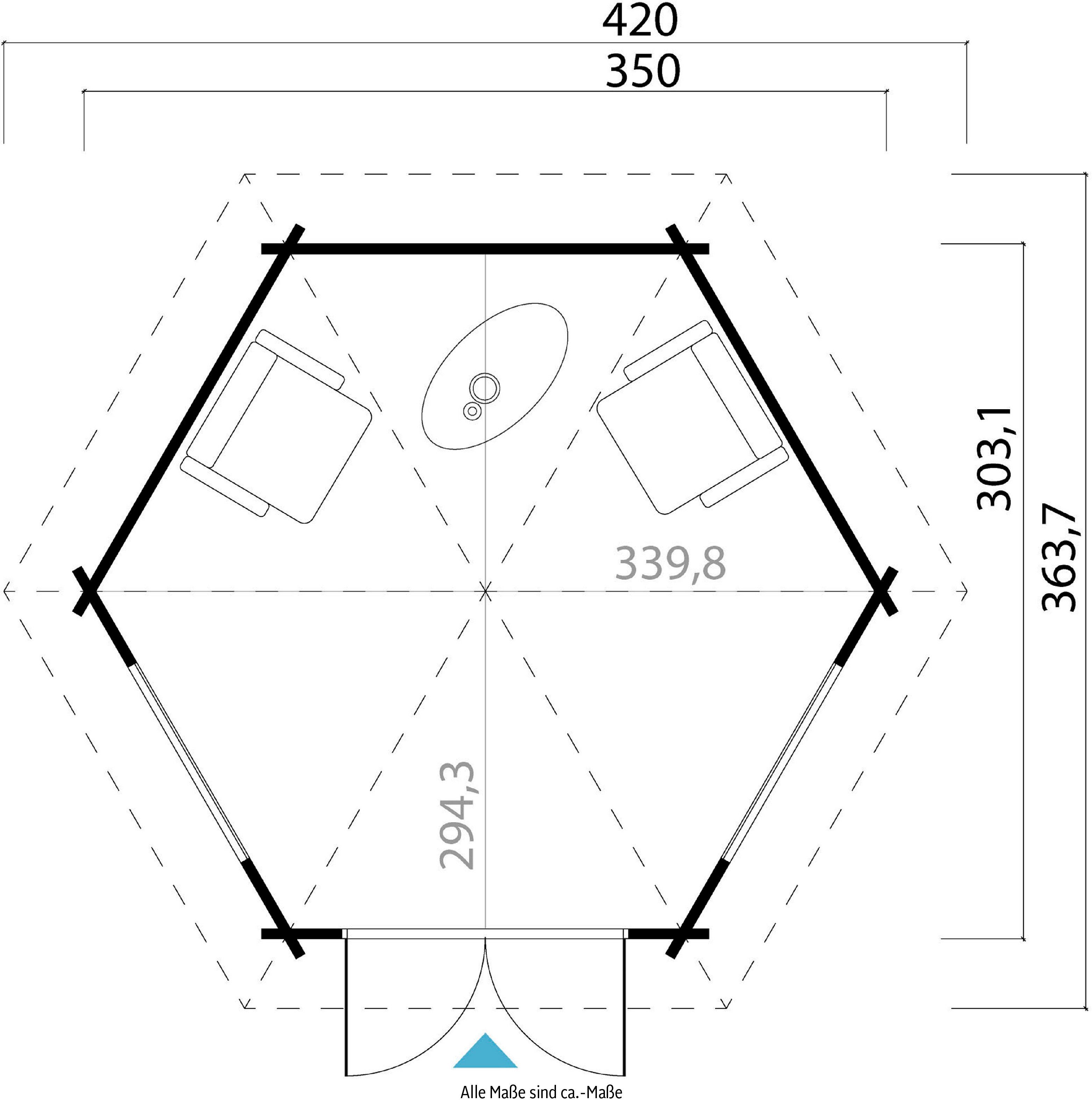 6 (Set, schwedenrot Seitenteilen, 363,7x420 cm, BxT: mit Pavillon MAJA Inklusive LASITA Fichtenholz verlegen), Fussbodenbretter Rivera, zum
